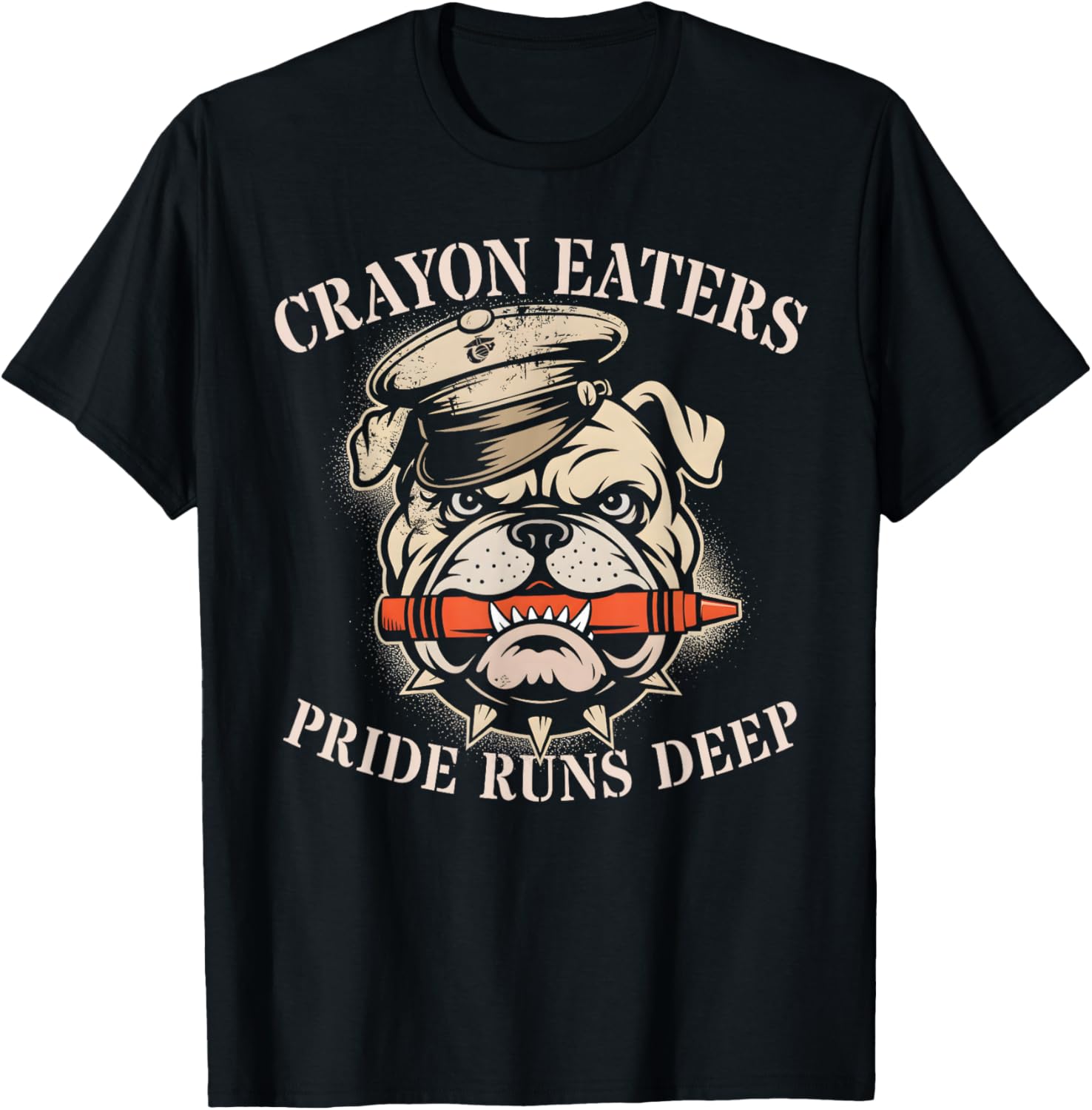 Sarcastic Crayon Eaters Pride Runs Deep Soldier Dad Jarhead T-Shirt - T-Shirt | Black