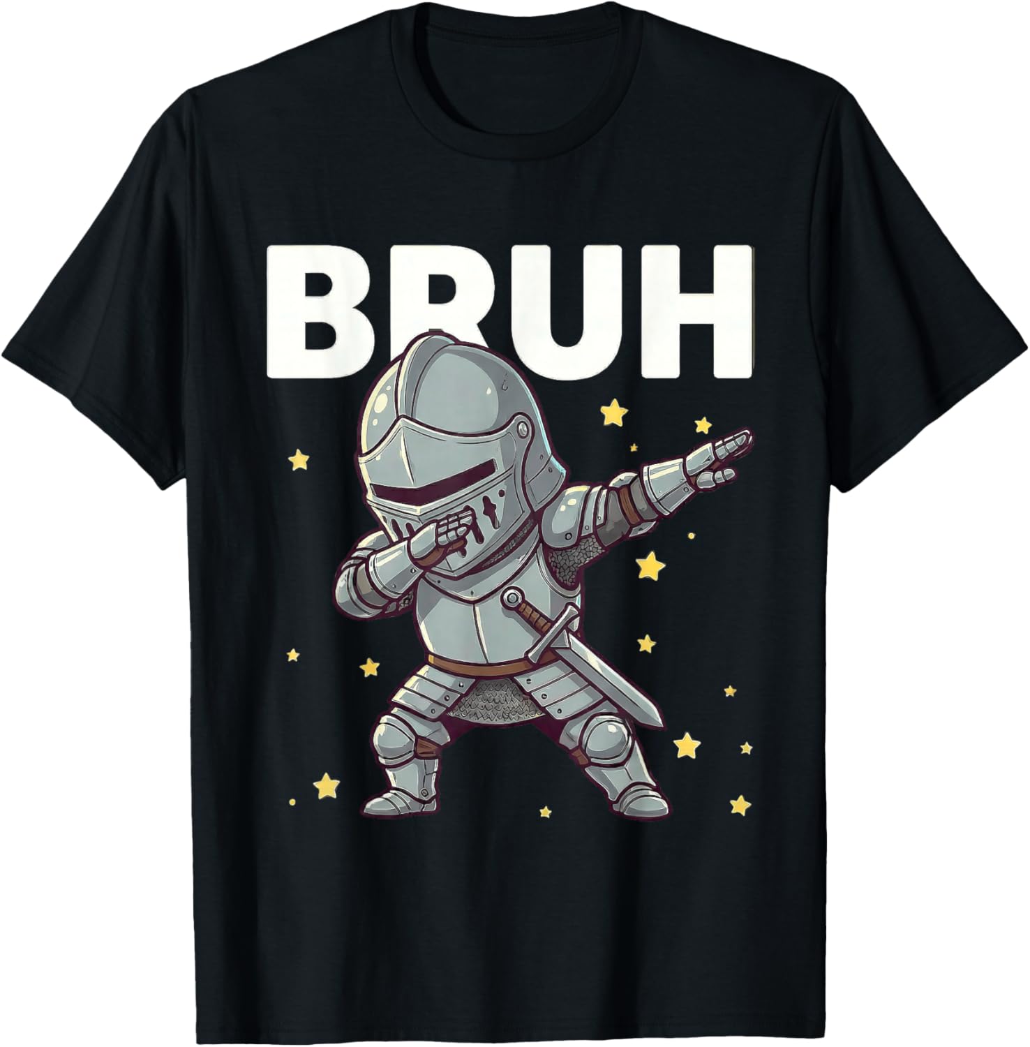 Bruh Funny Dabbing Knight Kids Boys Medieval Lover T-Shirt - T-Shirt | Black