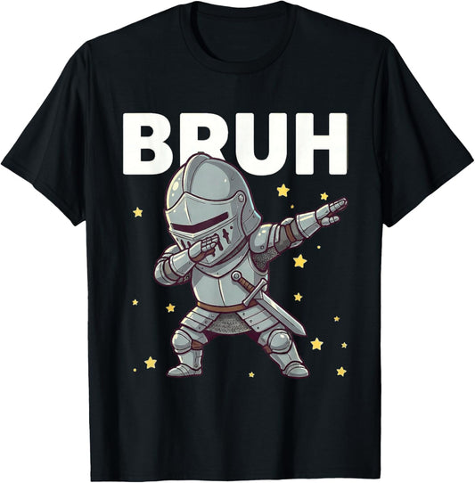 Bruh Funny Dabbing Knight Kids Boys Medieval Lover T-Shirt - T-Shirt | Black