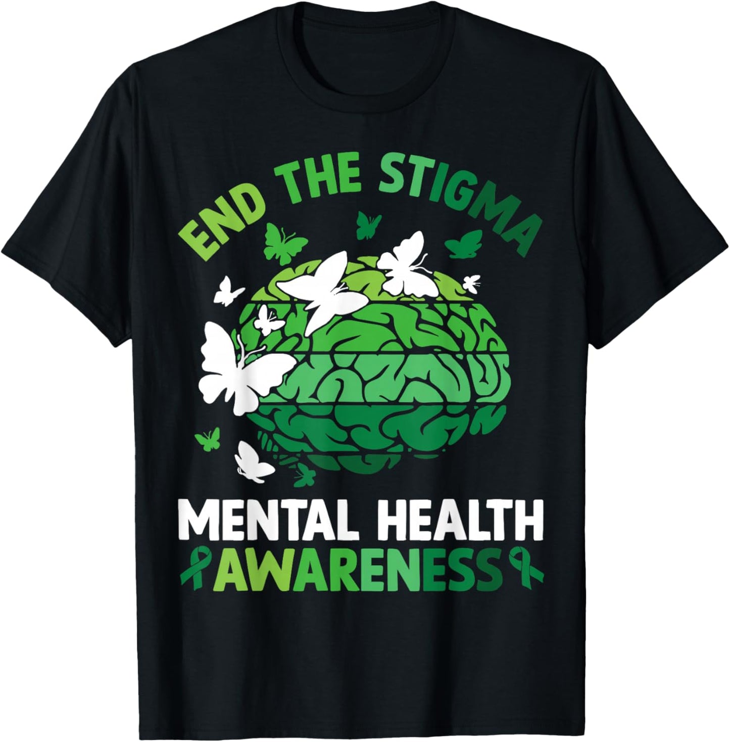 End The Stigma Mental Health Matters Mental Health Awareness T-Shirt - T-Shirt | Black