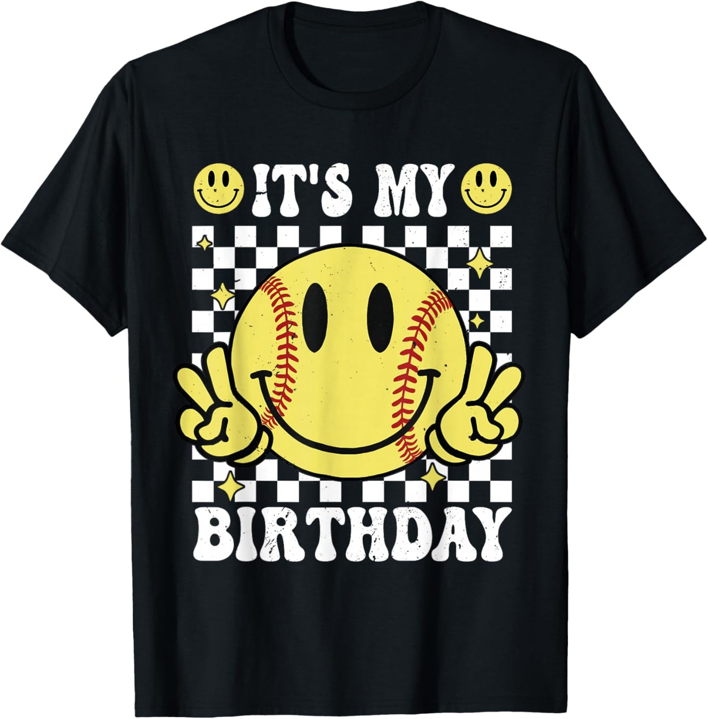 It's My Birthday Softball Girl Boy - Softball Birthday Party T-Shirt - T-Shirt | Black