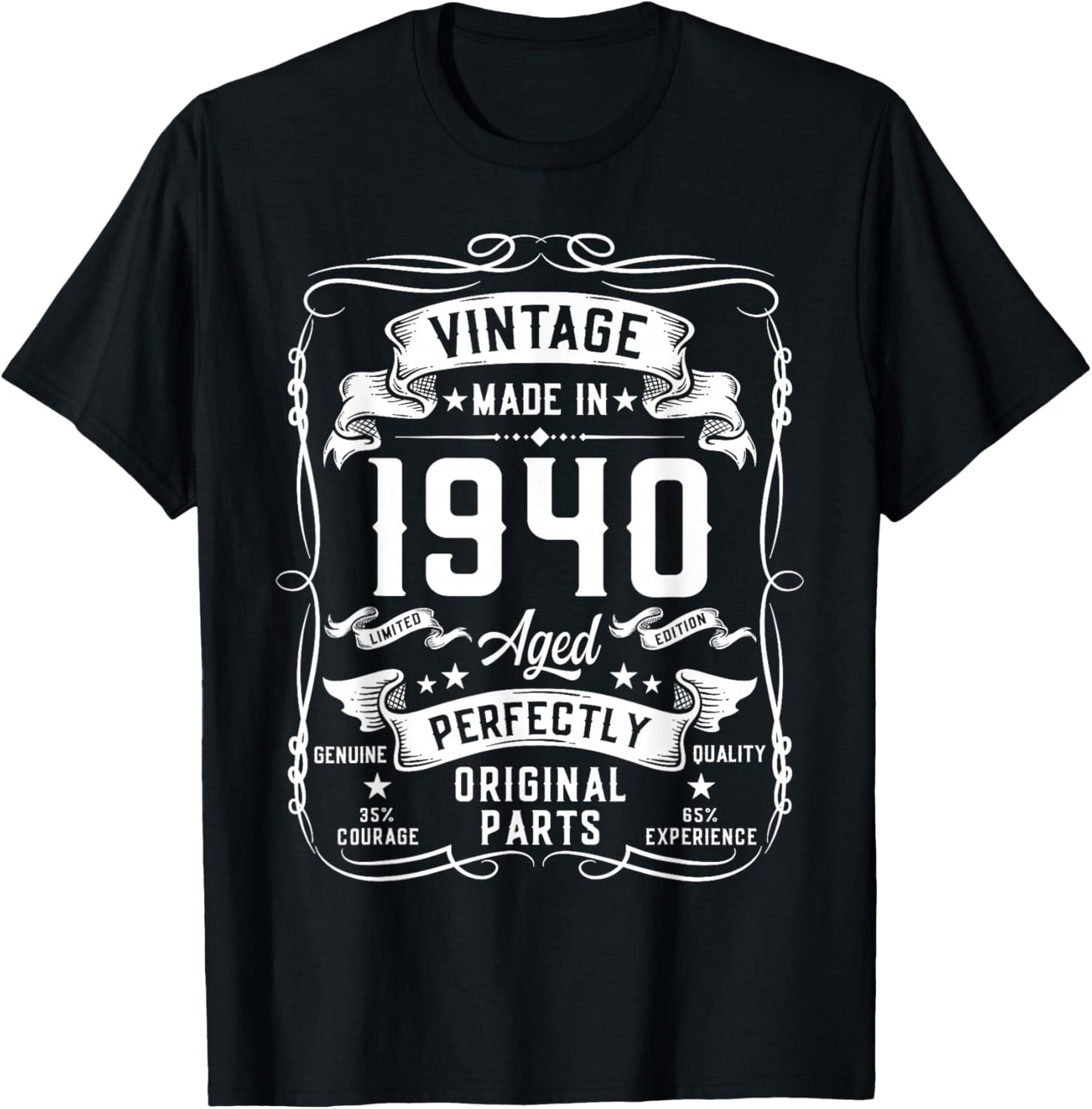 Vintage 1940 86yr 86th Birthday Gifts 86 Years Old T-Shirt - T-Shirt | Black