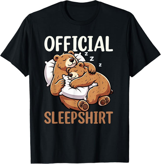 Offizielles Schlafshirt Lustiger Bär Grizzly Nickerchen Schlafanzug T-Shirt - T-Shirt | Black