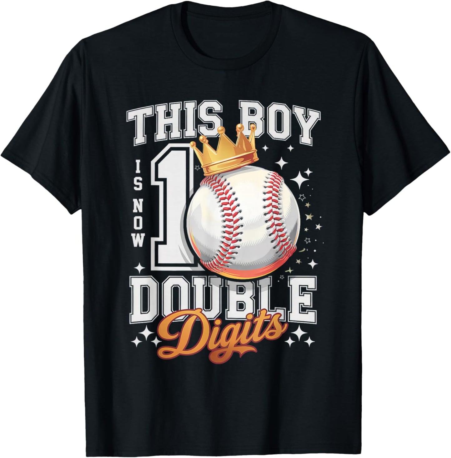 This Boy Double Digits Ten Baseball 10 Years Old Birthday T-Shirt - T-Shirt | Black