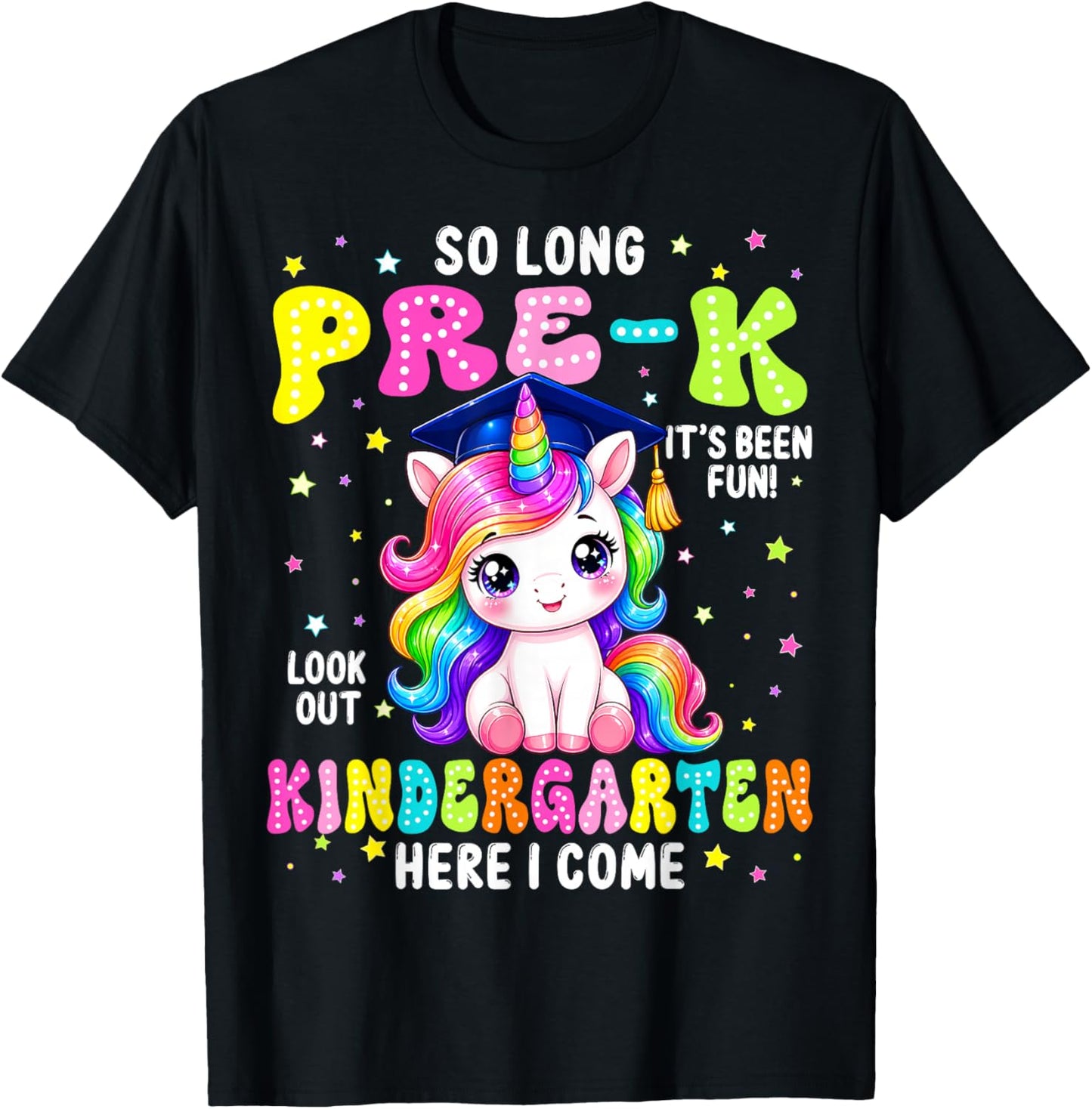 Unicorn So Long Pre-K Graduation Kindergarten Girls Kids T-Shirt - T-Shirt | Black