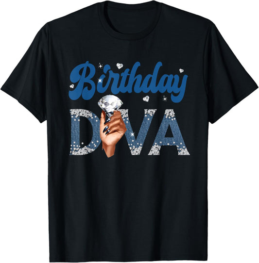 Fabulous Birthday Diva Denim and Diamonds Party Decorations T-Shirt - T-Shirt | Black