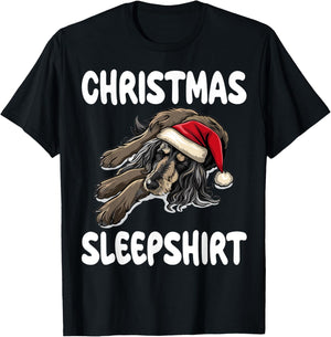 Cute Afghan Hound Dog Official Christmas Sleepshirt T-Shirt - T-Shirt | Black