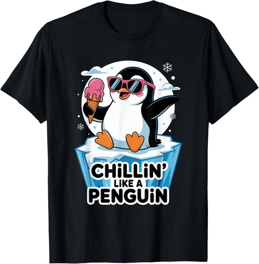 Chillin' Like A Penguin Lover Bird Watcher T-Shirt - T-Shirt | Black
