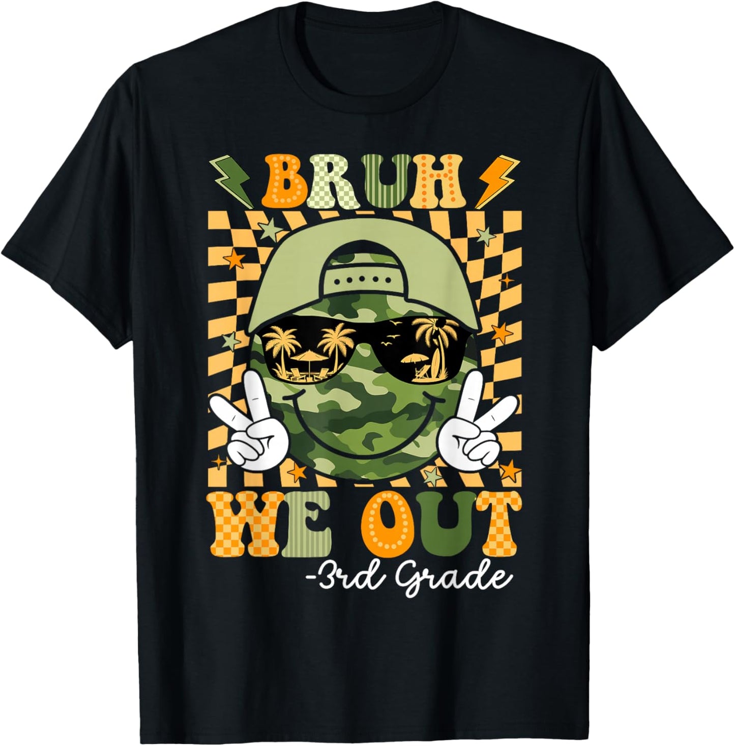 Camo Last Day of School 3rd Grade We Out Bruh Kids Boy T-Shirt - T-Shirt | Black