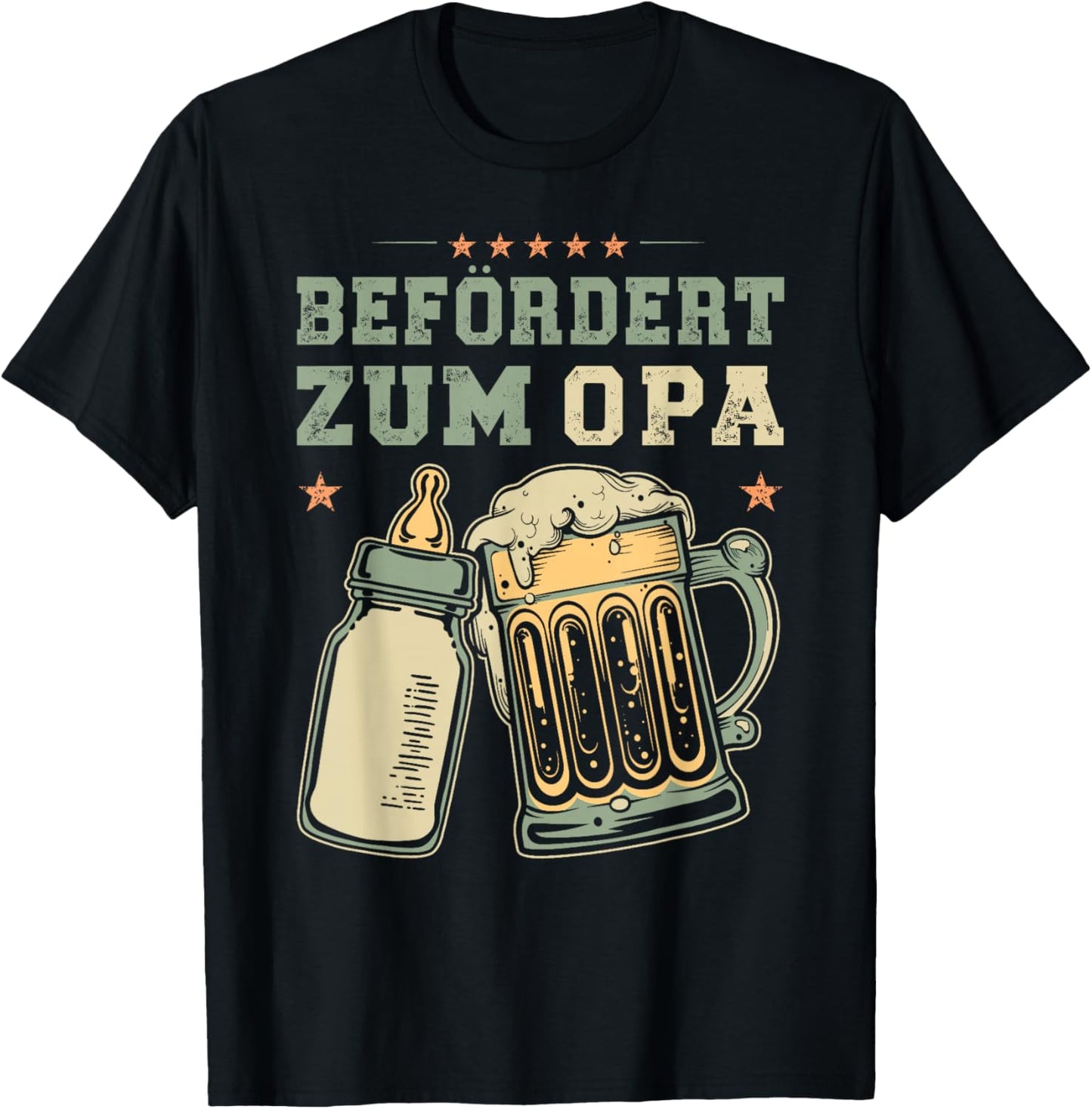 with German Text "Befördert zum Opa Werdender Opa Baby" T-Shirt - T-Shirt | Black