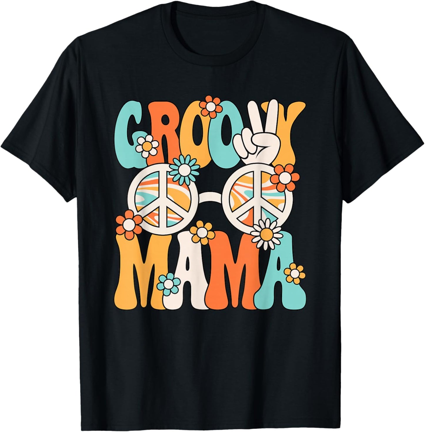 Groovy Mama Mom Retro Hippie 60s 70s Party Outfit Women T-Shirt - T-Shirt | Black