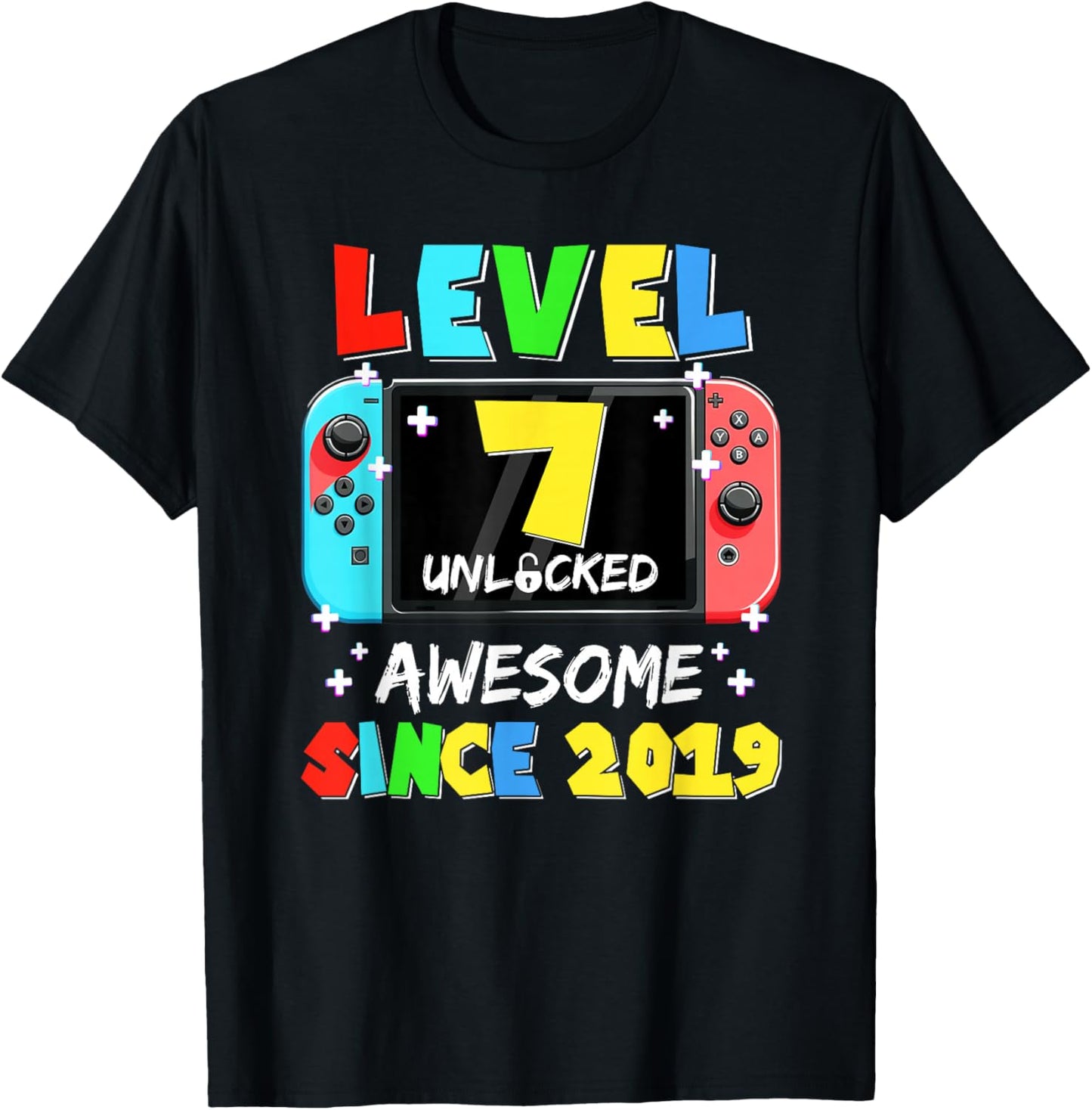 Niveau 7 débloqué Awesome Since 2019 Gaming 7th Birthday T-Shirt - T-Shirt | Black