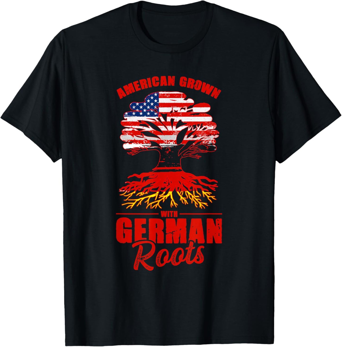 American Grown With German Roots Us Germany German American T-Shirt - T-Shirt | Black