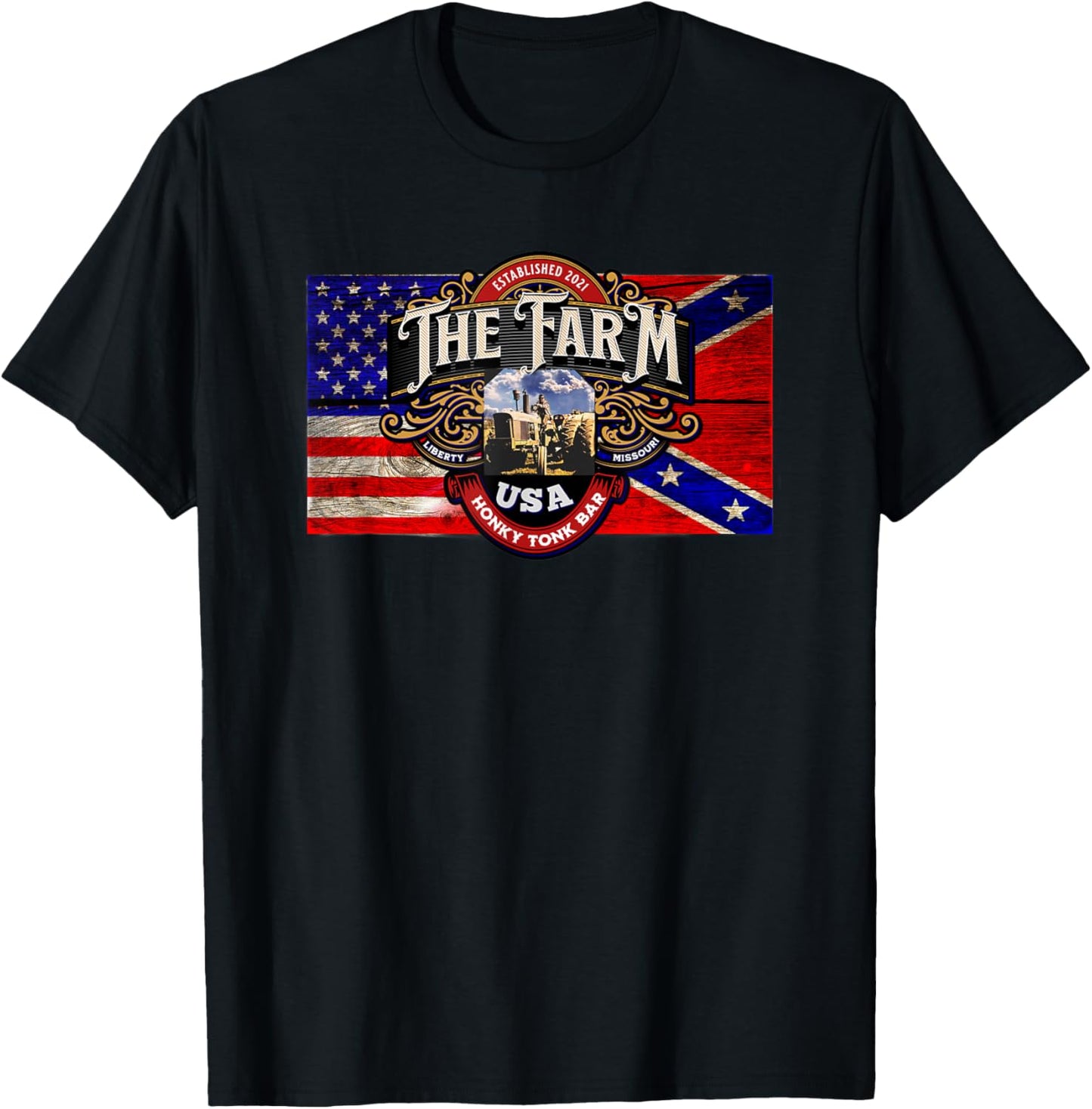 The Farm Liberty Missouri USA Bar Honky-tonk Music T-Shirt - T-Shirt | Black