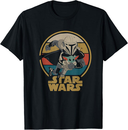 Star Wars The Mandalorian and Grogu Running Badge T-Shirt - T-Shirt | Black