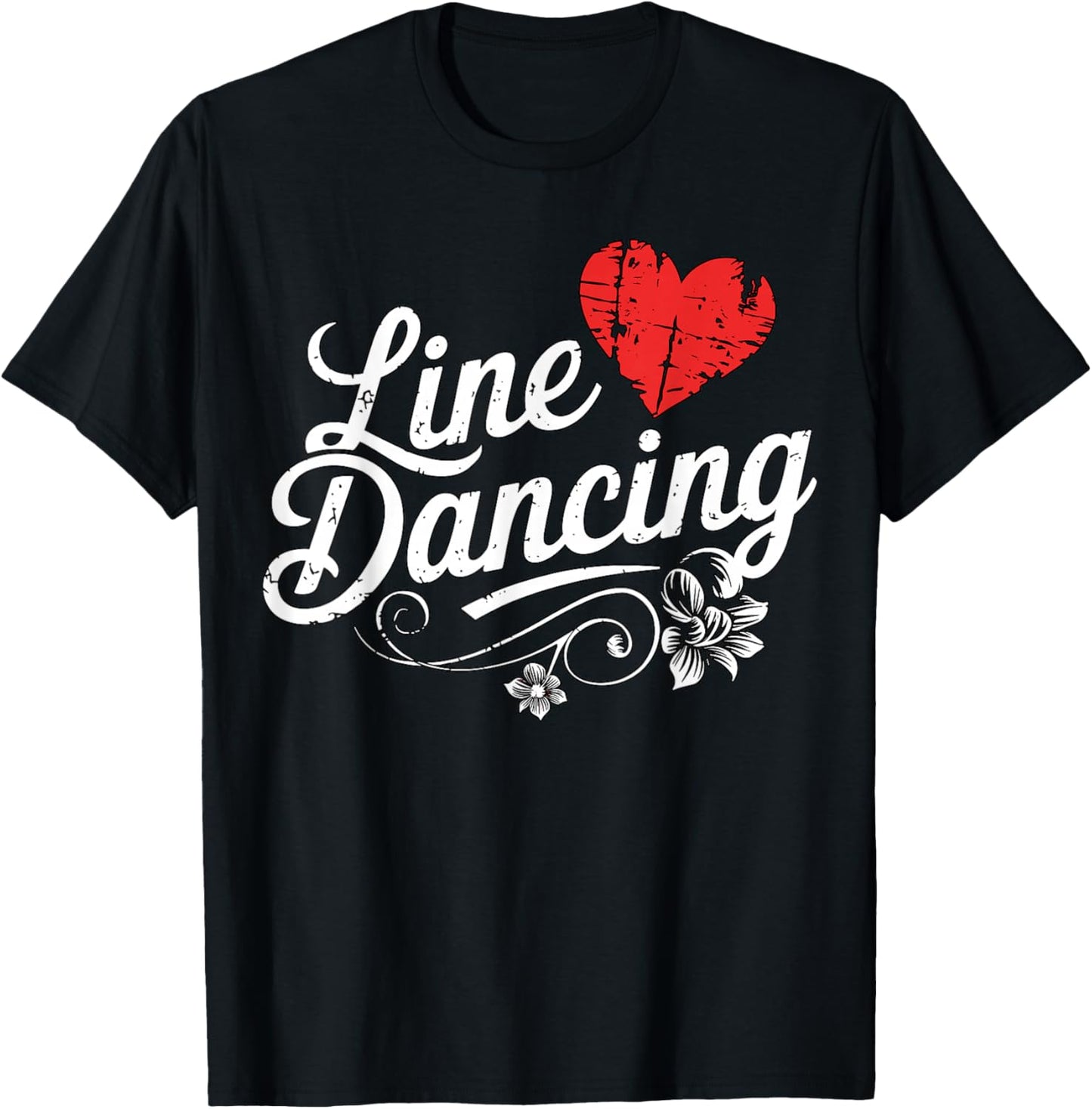 Line Dancing Floral Script Western Dance Line Dance T-Shirt - T-Shirt | Black