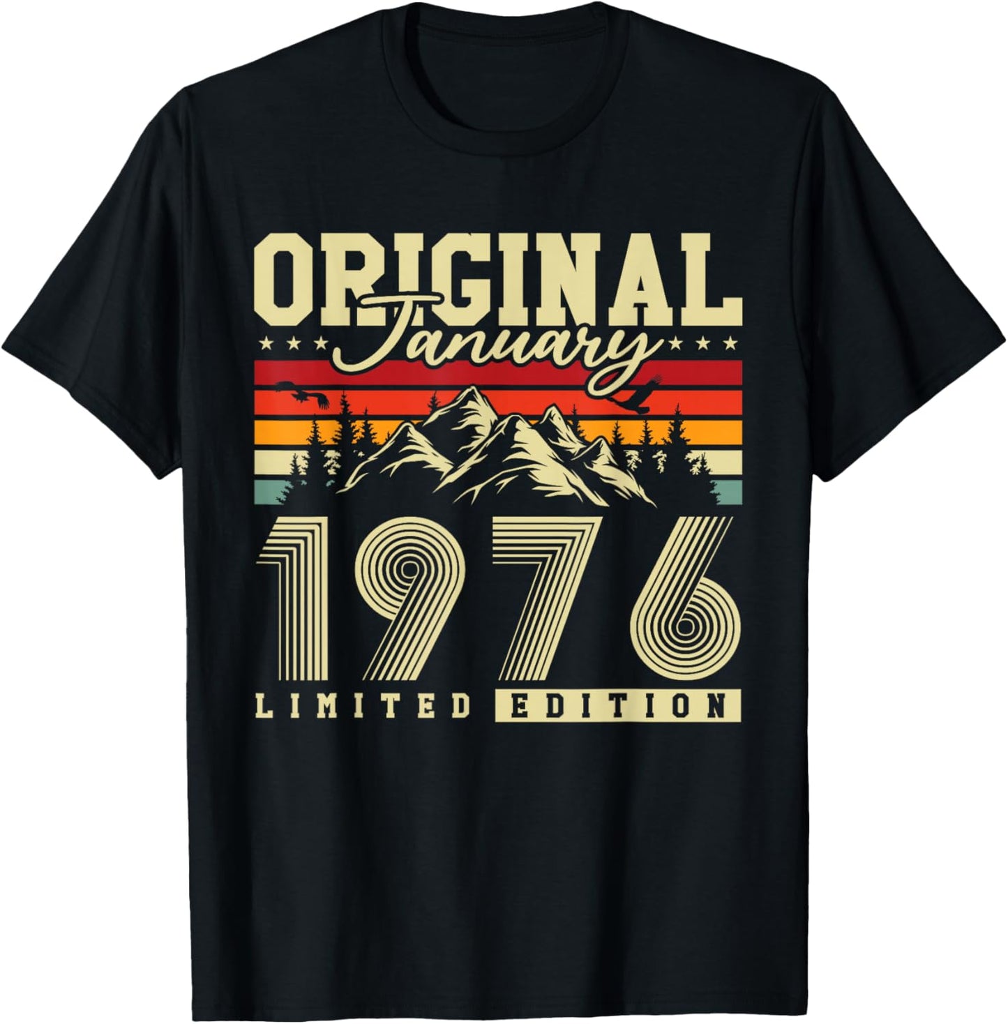 Original January 1976 Birthday Gift 50 Years Vintage T-Shirt - T-Shirt | Black