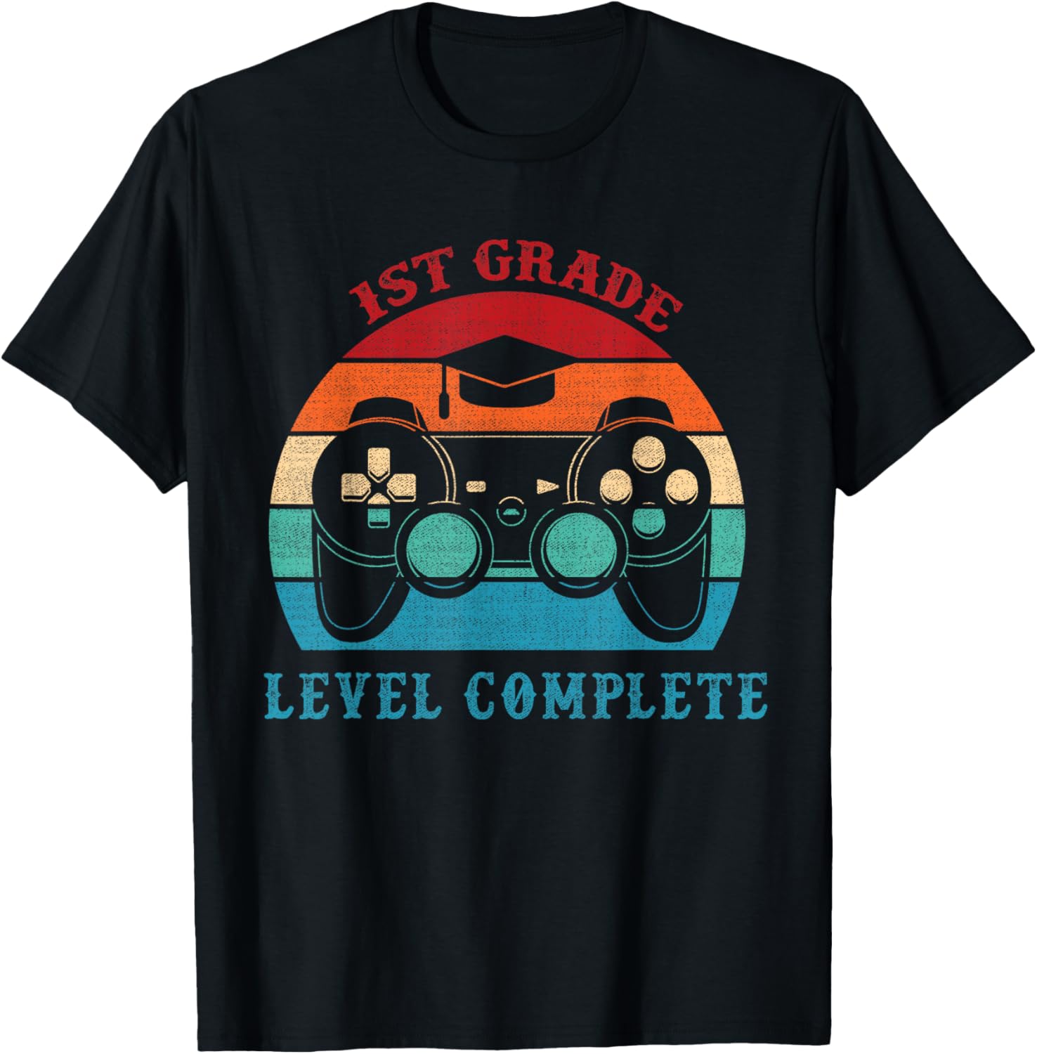 1st Grade Level Complete Gamer Class Of 2025 Graduation T-Shirt - T-Shirt | Black
