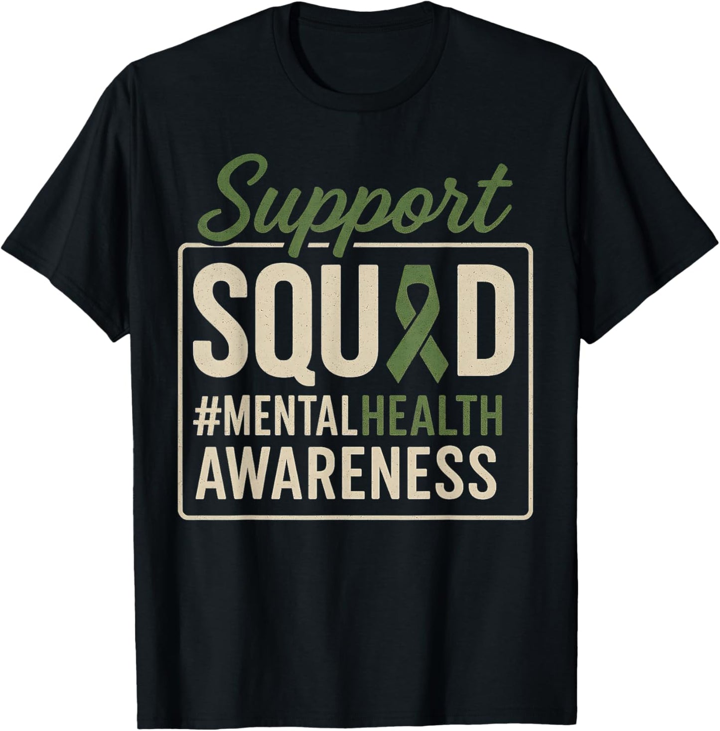 Sunflower Hair Support Squad Mental Health Awareness T-Shirt - T-Shirt | Black