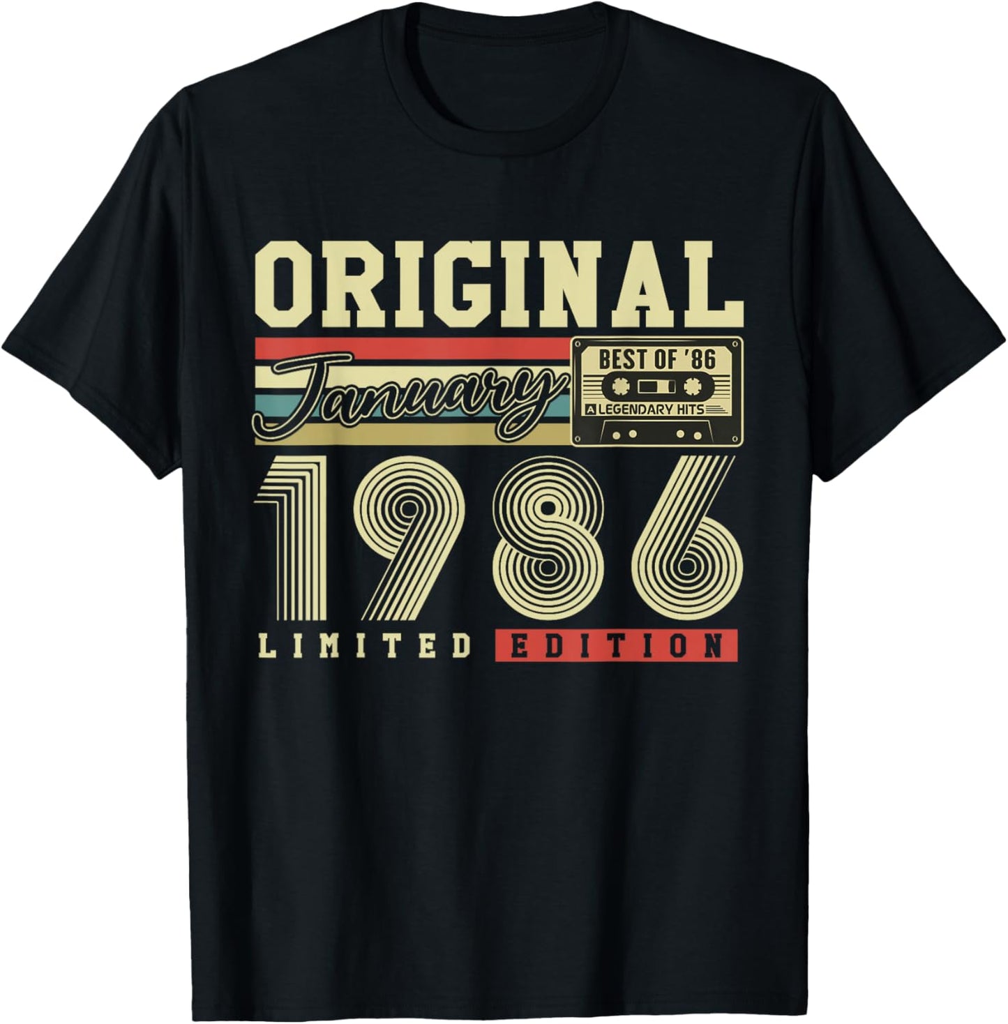 Original January 1986 Gift Vintage Birthday 40 Years T-Shirt - T-Shirt | Black