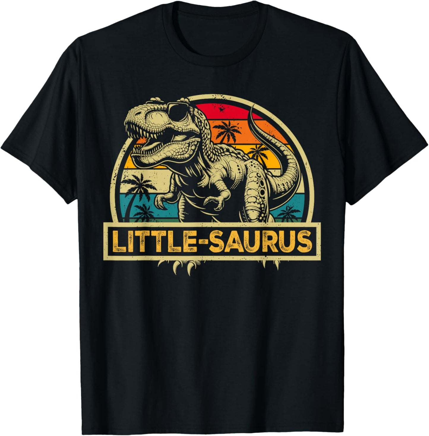 Little-saurus T Rex Dinosaur Little Saurus Family Matching T-Shirt - T-Shirt | Black