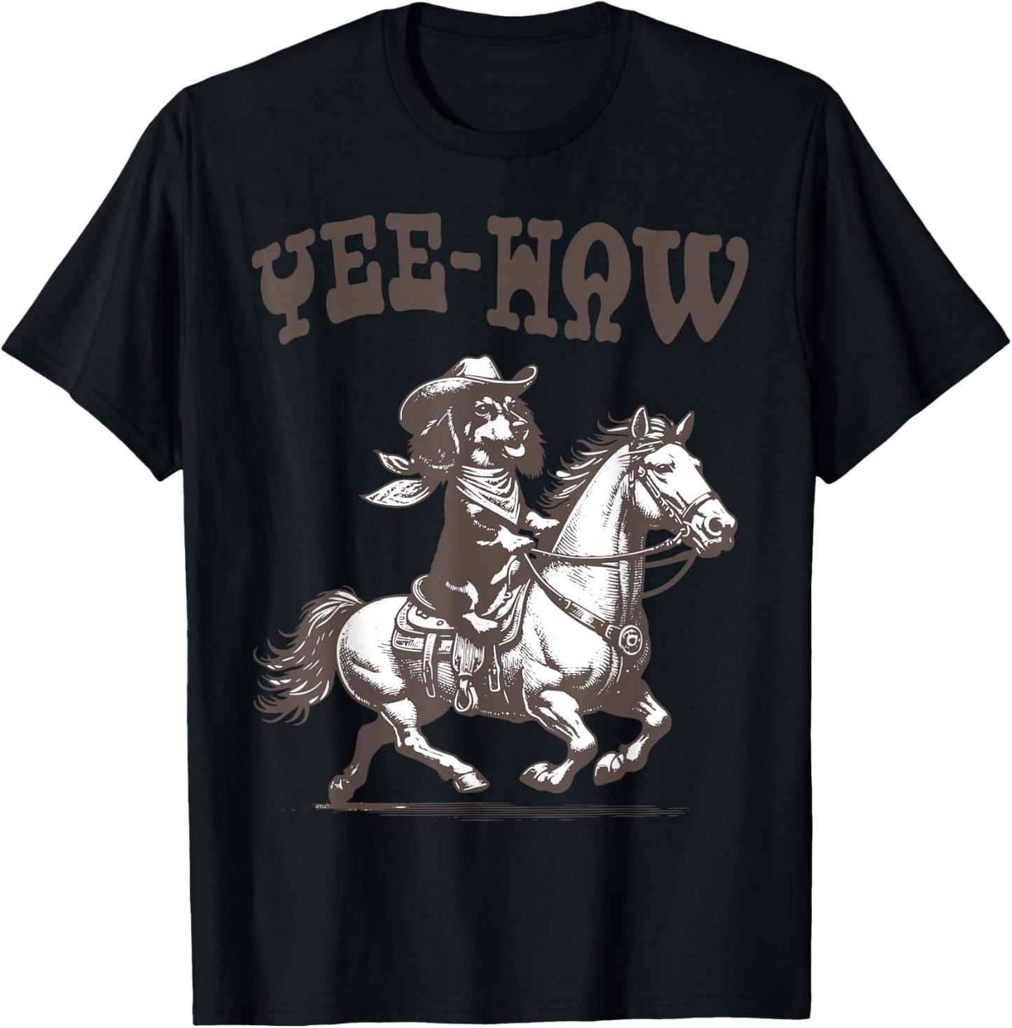 Retro 90s Cowboy Dachshund Riding A Horse Western Funny T-Shirt - T-Shirt | Black