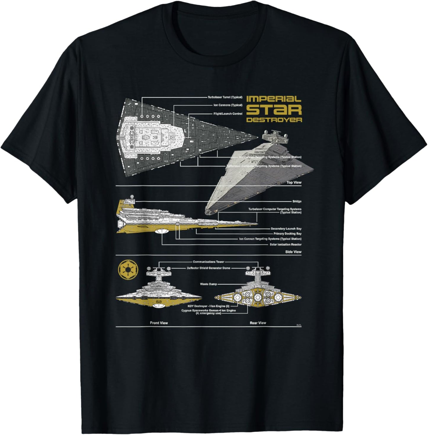 Star Wars Imperial Star Destroyer Schematic Blueprint T-Shirt - T-Shirt | Black
