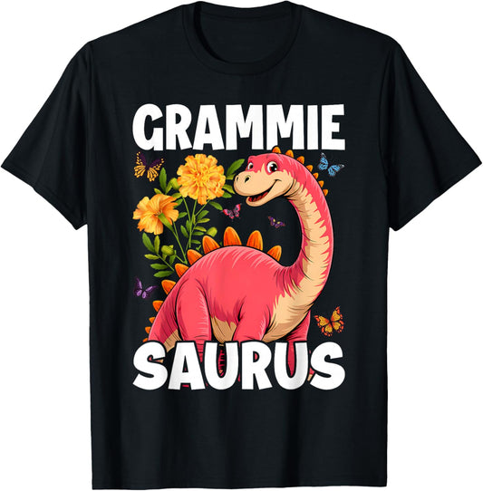 Grammie Saurus Grandma Mother's Day Thanksgiving Christmas T-Shirt - T-Shirt | Black