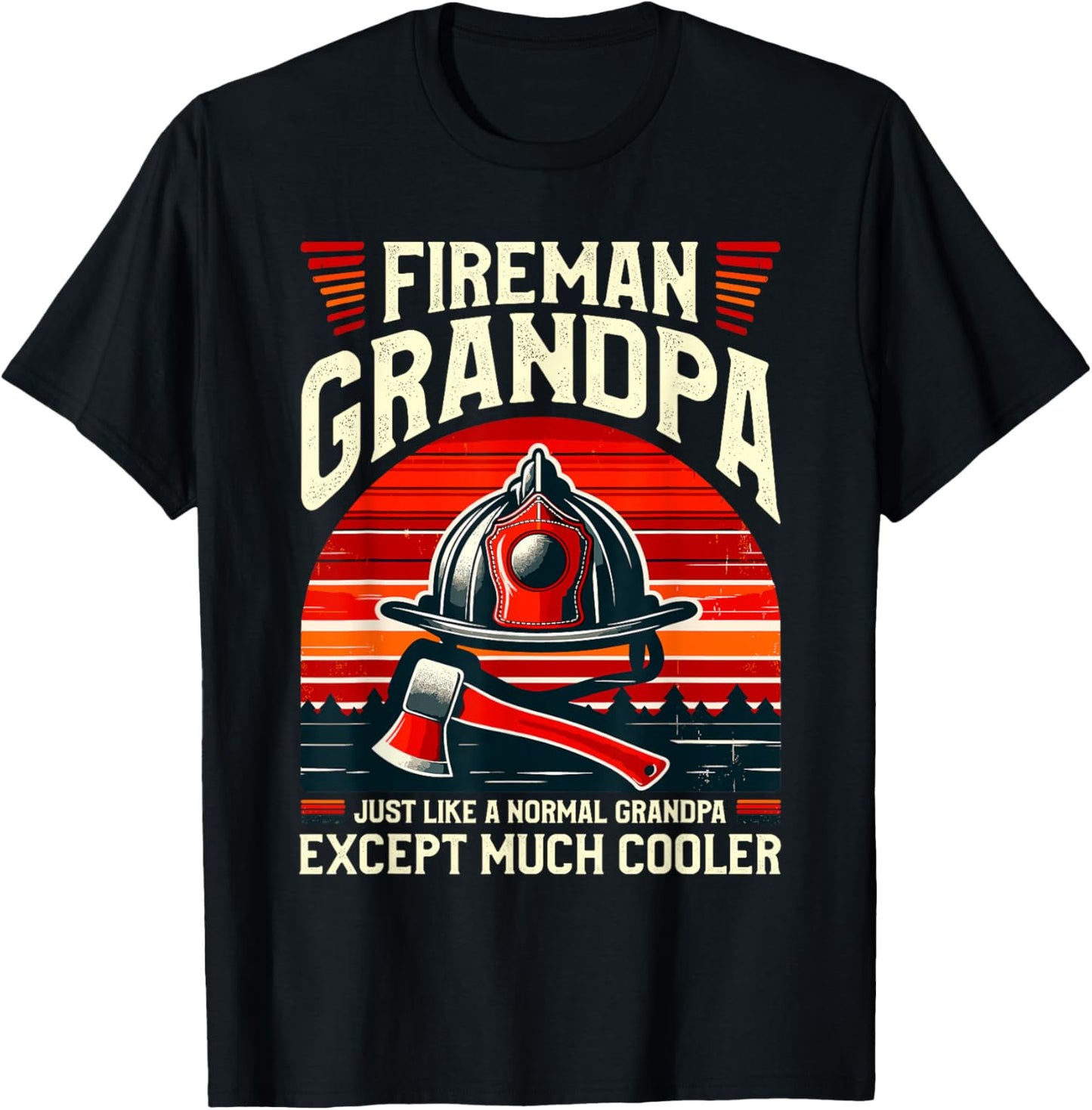 Fireman Grandpa Fireman Grandfather T-Shirt - T-Shirt | Black