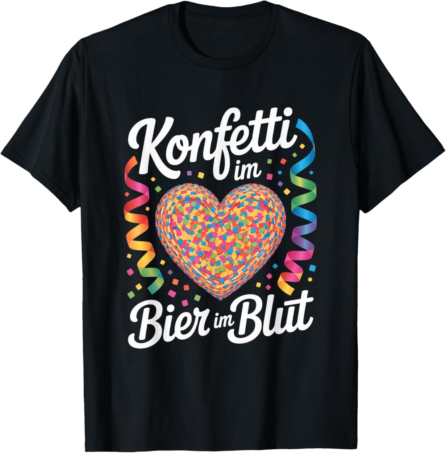 Carnival Beer Confetti Heart Party Alaaf T-Shirt - T-Shirt | Black