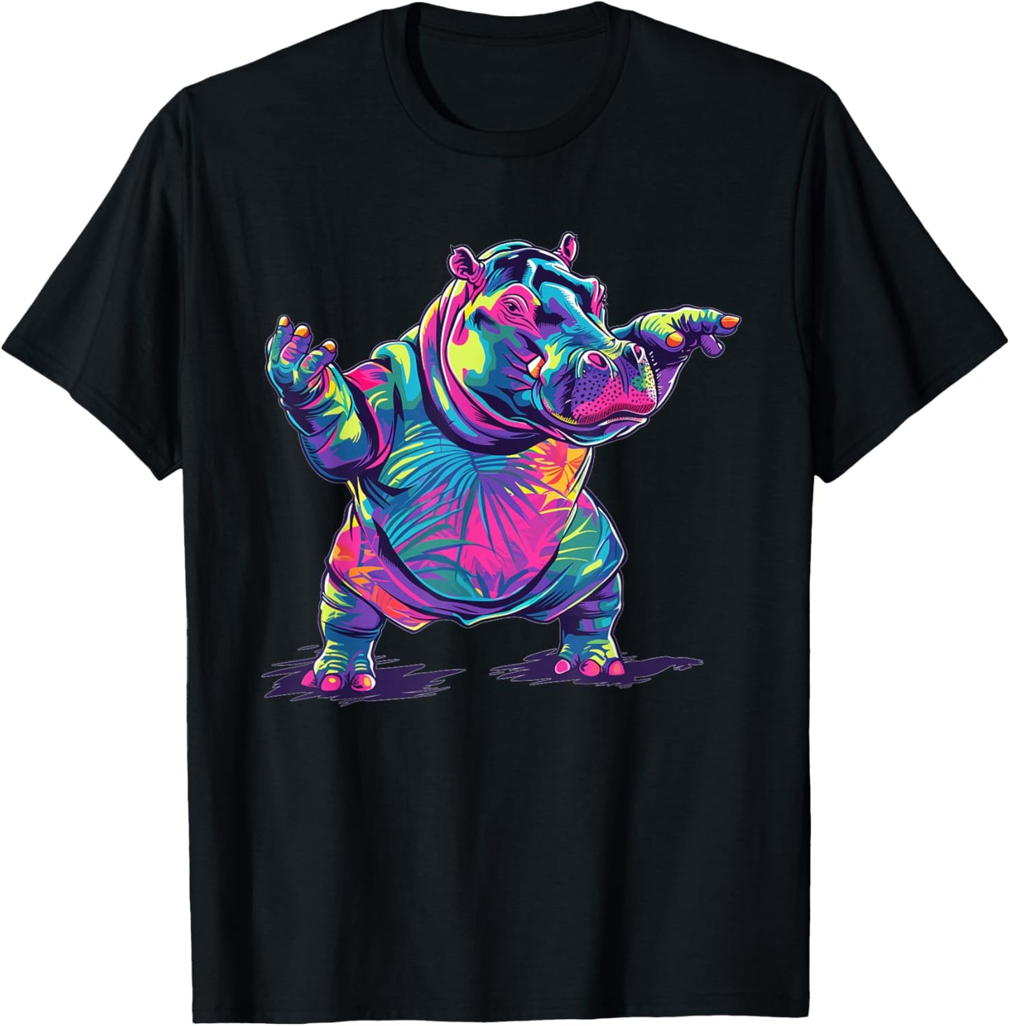 Cute Hippo Dancing T-Shirt - T-Shirt | Black
