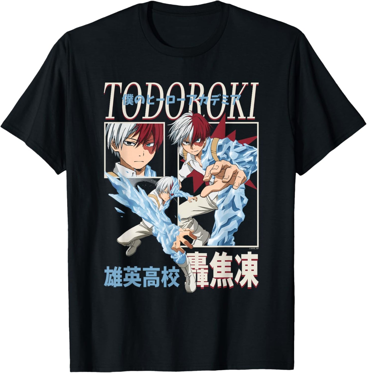 MHA Todoroki Framed Action Poses Collage U.A. High Anime T-Shirt - T-Shirt | Black
