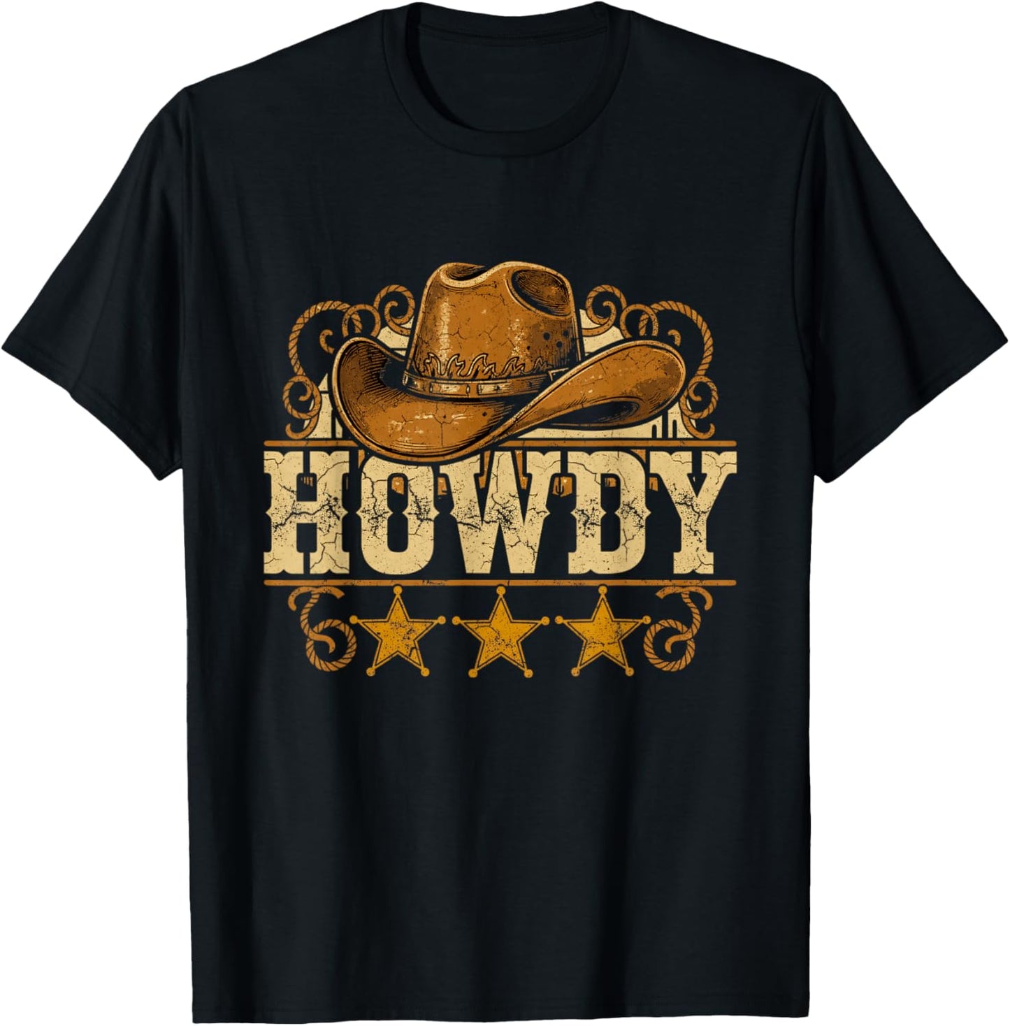 Cowboy Hat Western Country Howdy Cowboy T-Shirt - T-Shirt | Black