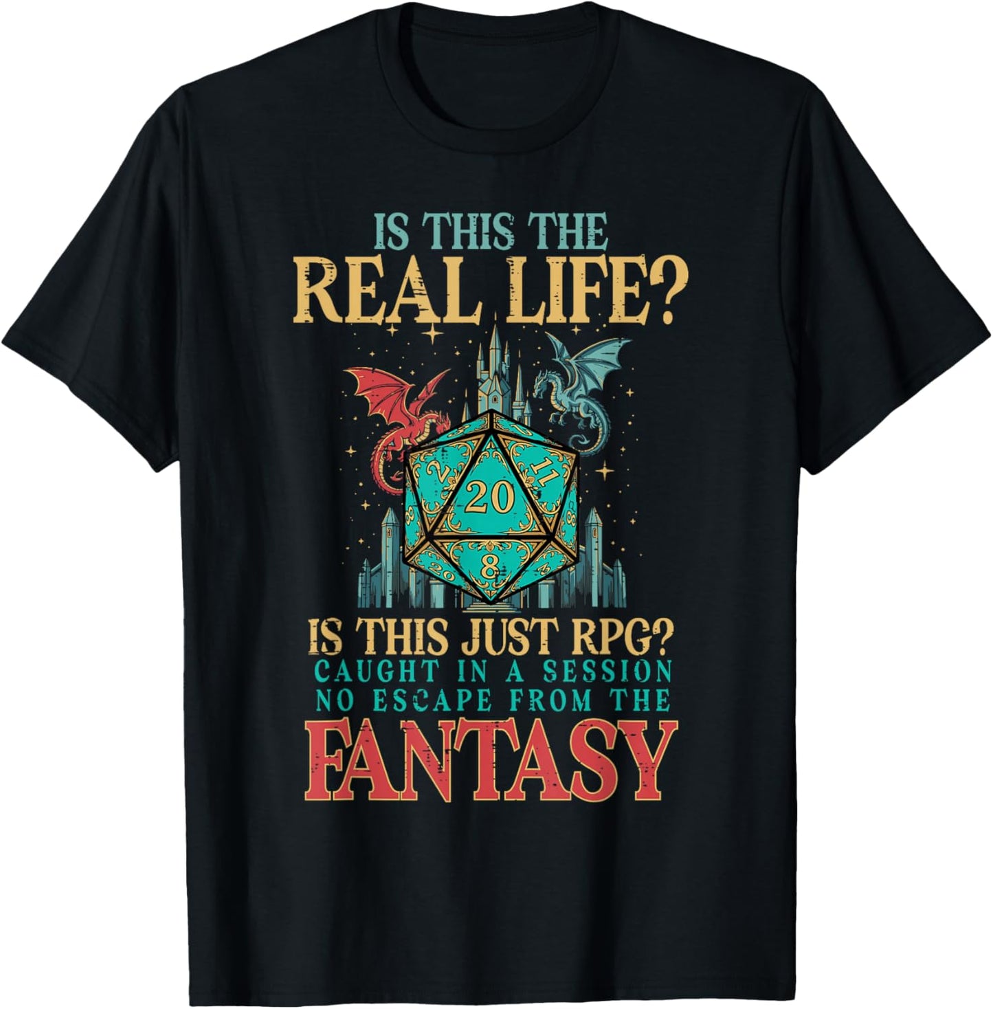Gaming is This Real Life Or Fantasy Funny Gamer Boys Kid Men T-Shirt - T-Shirt | Black