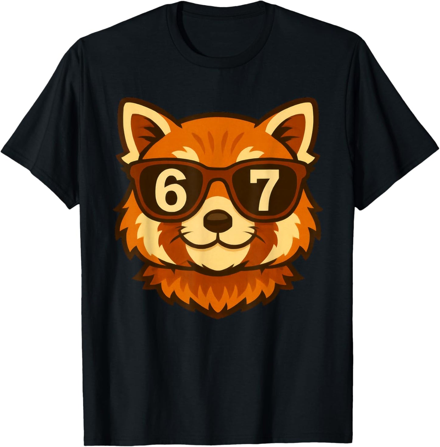 Funny Red Panda Sunglasses 67 Six Seven Meme T-Shirt - T-Shirt | Black
