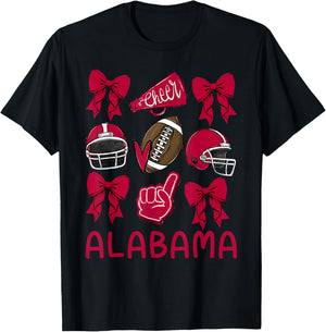 Alabama Women Girls Kids Sister Daughter Niece Coquette Bow T-Shirt - T-Shirt | Black