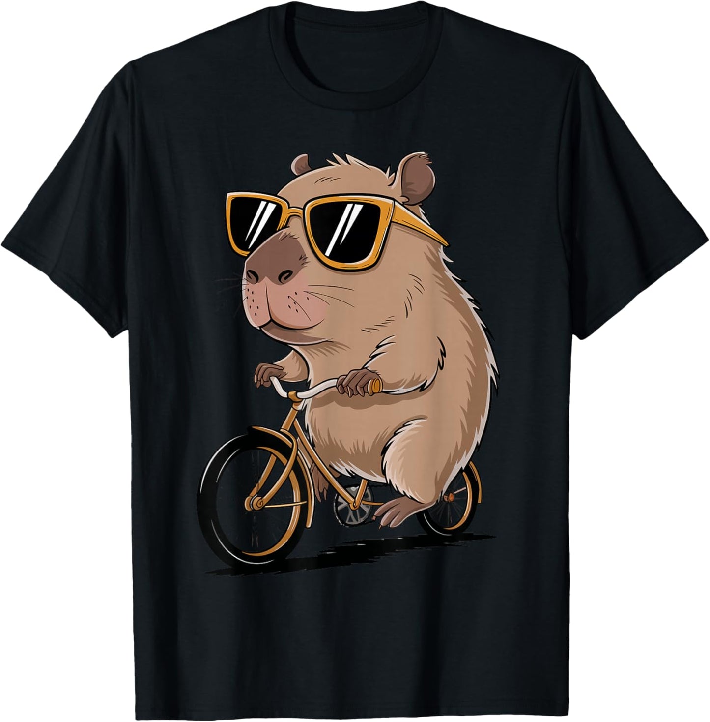 Funny Cycling Capybara Graphic Capybara Riding A Bike T-Shirt - T-Shirt | Black