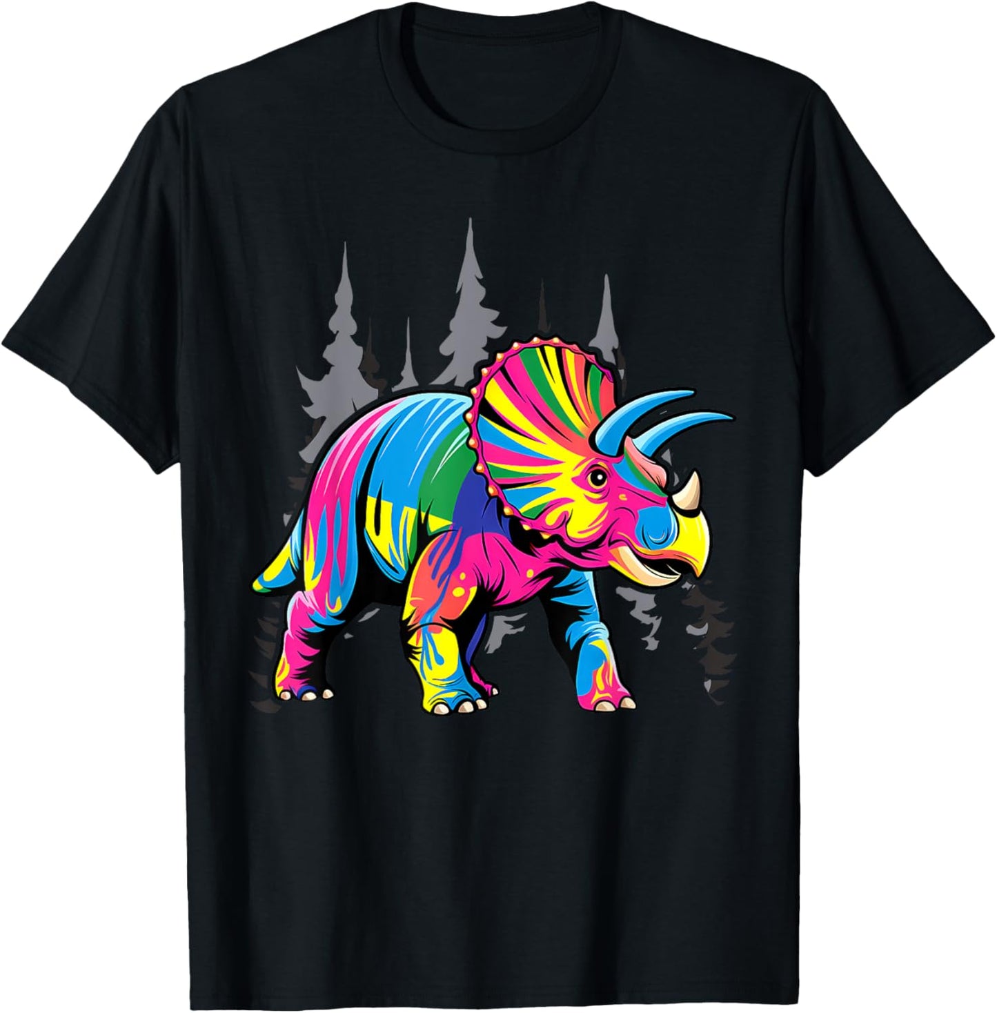 Tie Dye Triceratops Tie Dyed Dinosaur Prehistoric Dino T-Shirt - T-Shirt | Black