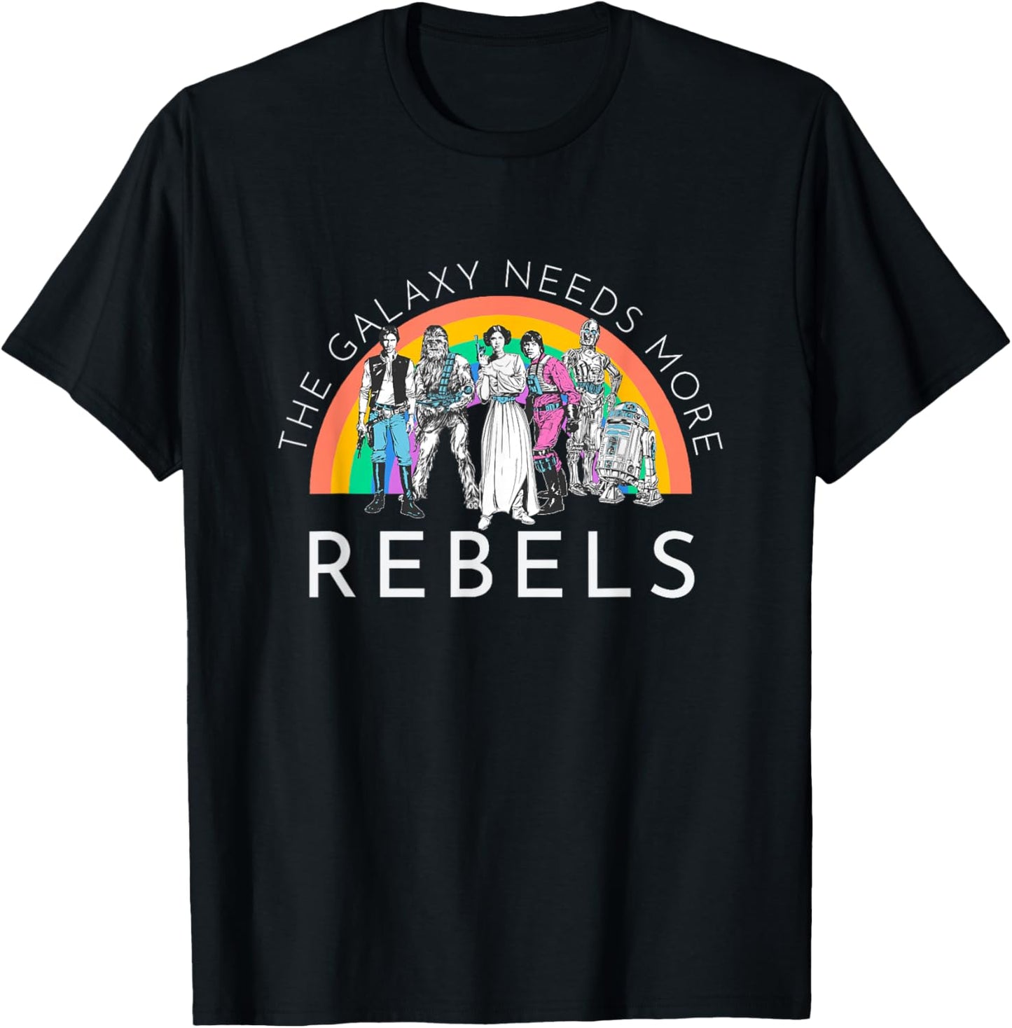 Star Wars Rainbow Rebel Group Poster T-Shirt - T-Shirt | Black