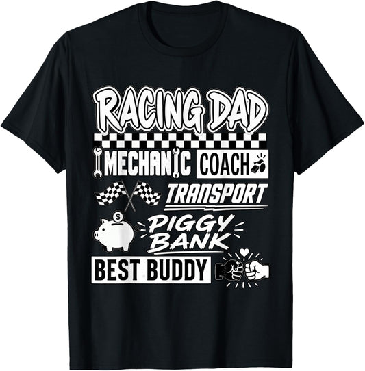 Racing Dad Mechanic Coach Transport Piggy Bank Best Buddy T-Shirt - T-Shirt | Black