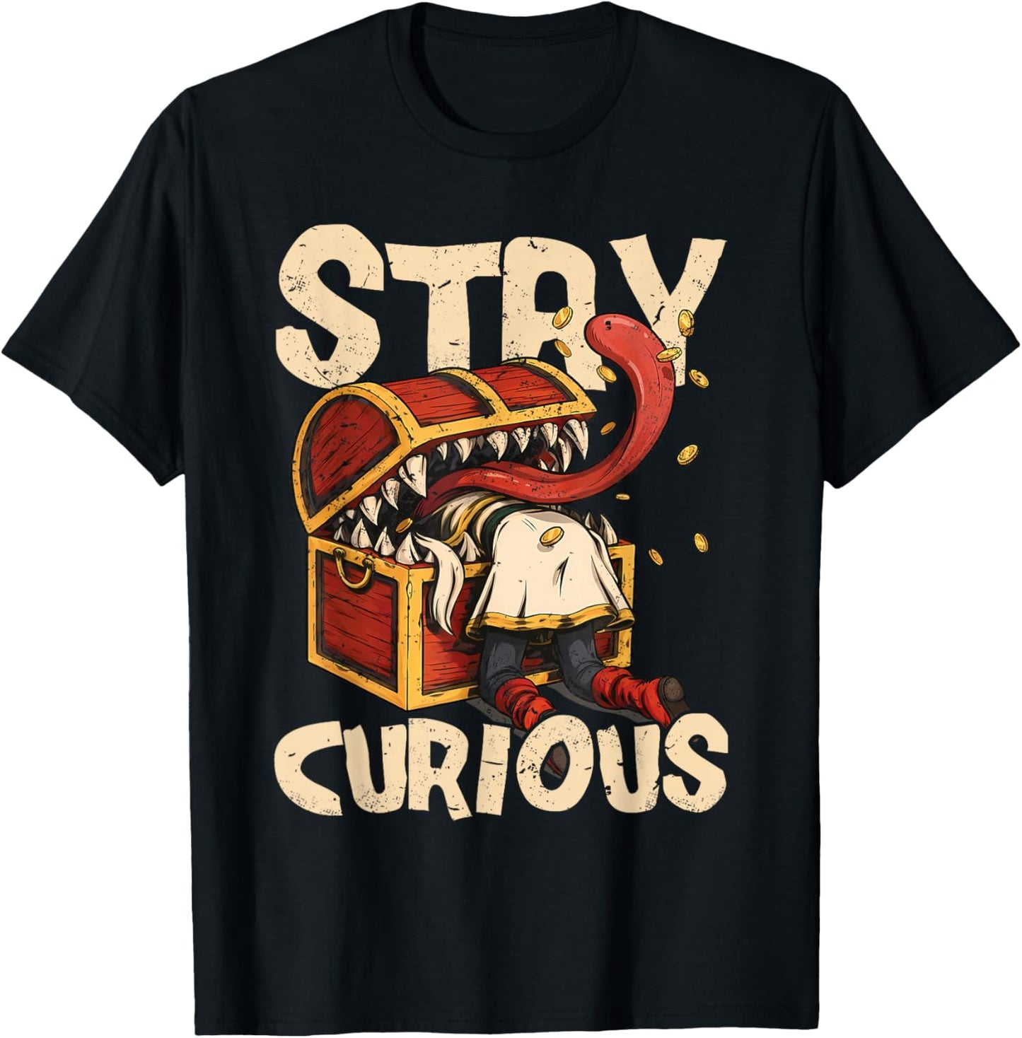Funny Frieren Elf Anime Treasure Stay Curious T-Shirt - T-Shirt | Black