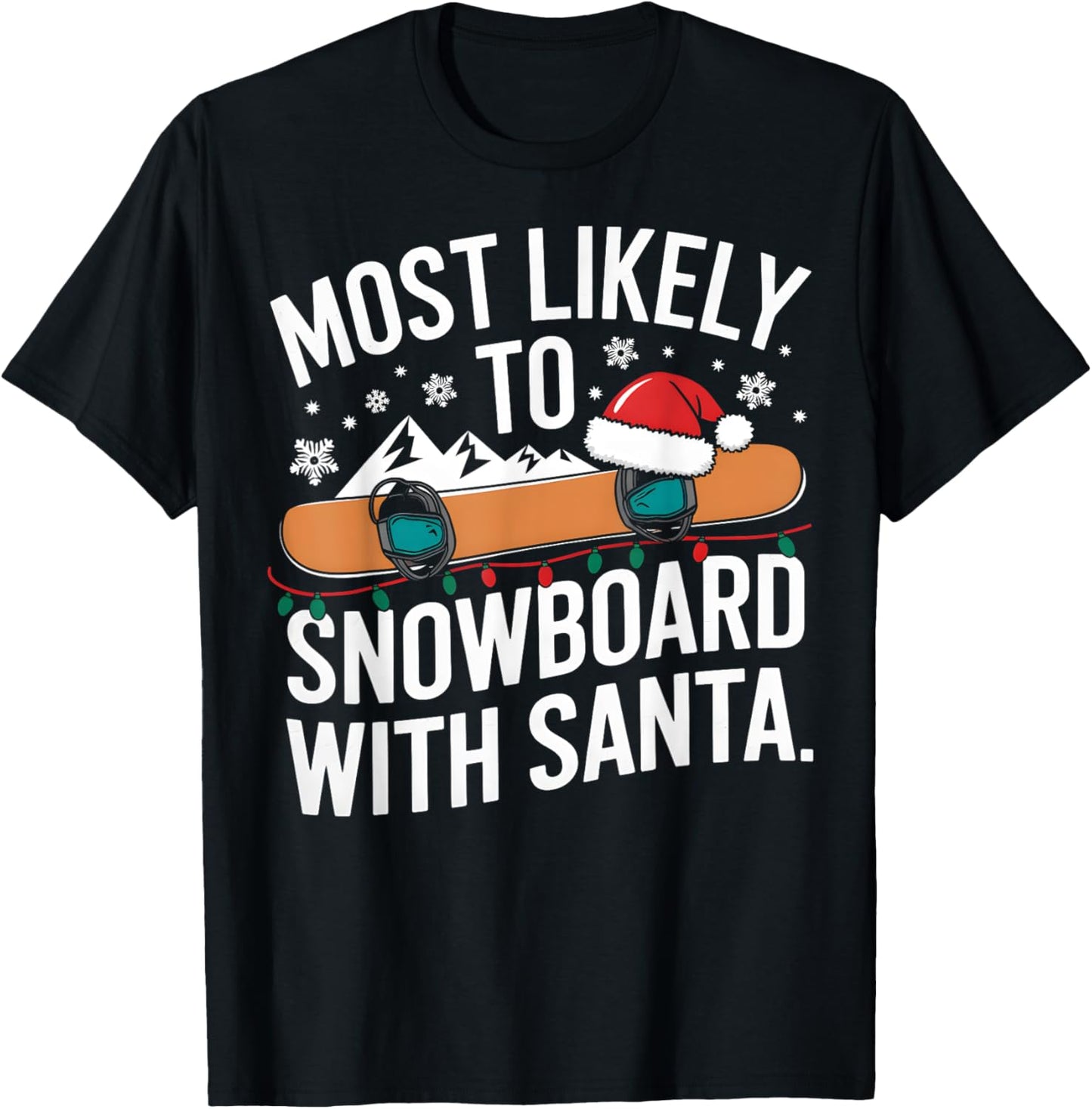 Santa Snowboarding Christmas Winter Sports Humor Pajamas T-Shirt - T-Shirt | Black