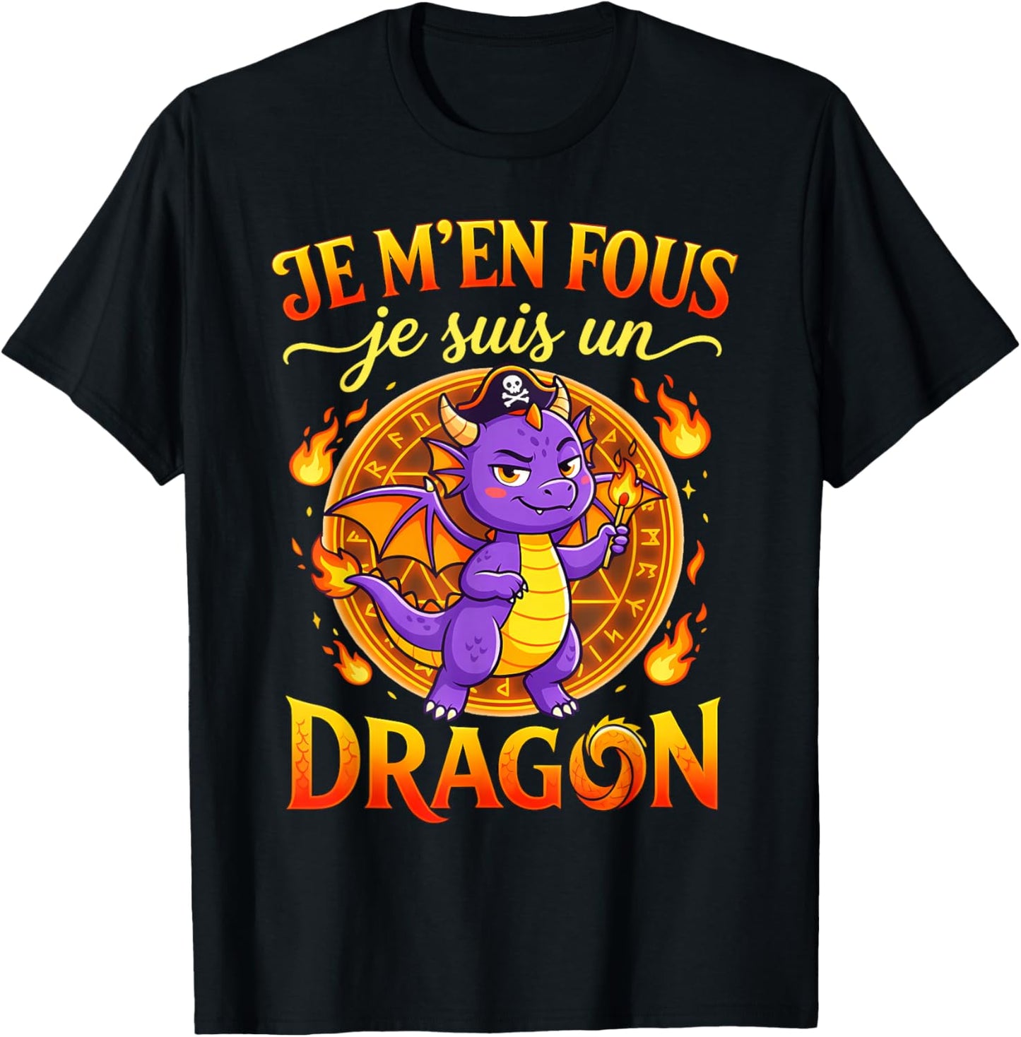 Je M'en Fous Je suis Un Dragon Dragon Mignon T-Shirt - T-Shirt | Black