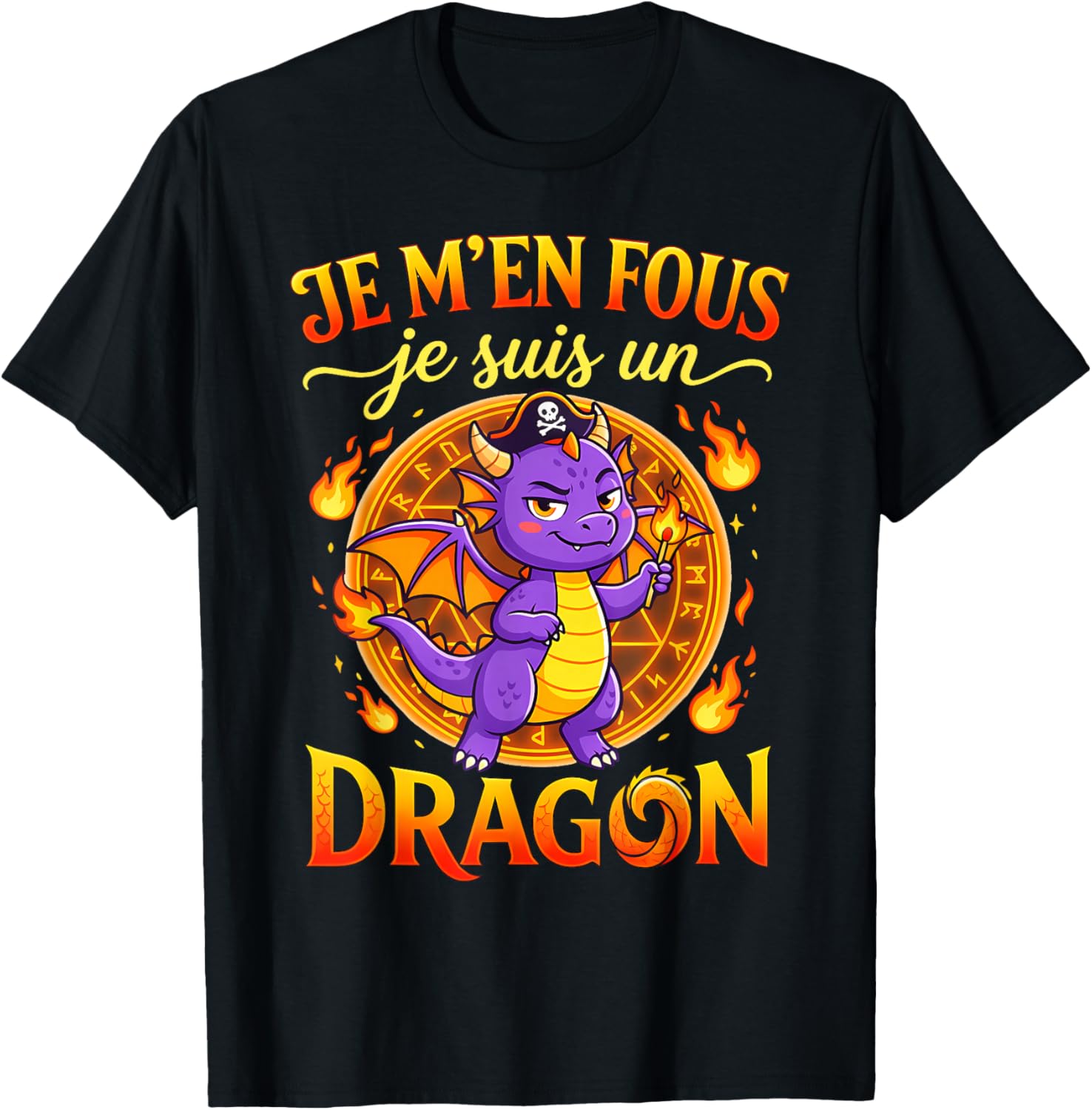 Je M'en Fous Je suis Un Dragon Dragon Mignon T-Shirt - T-Shirt | Black