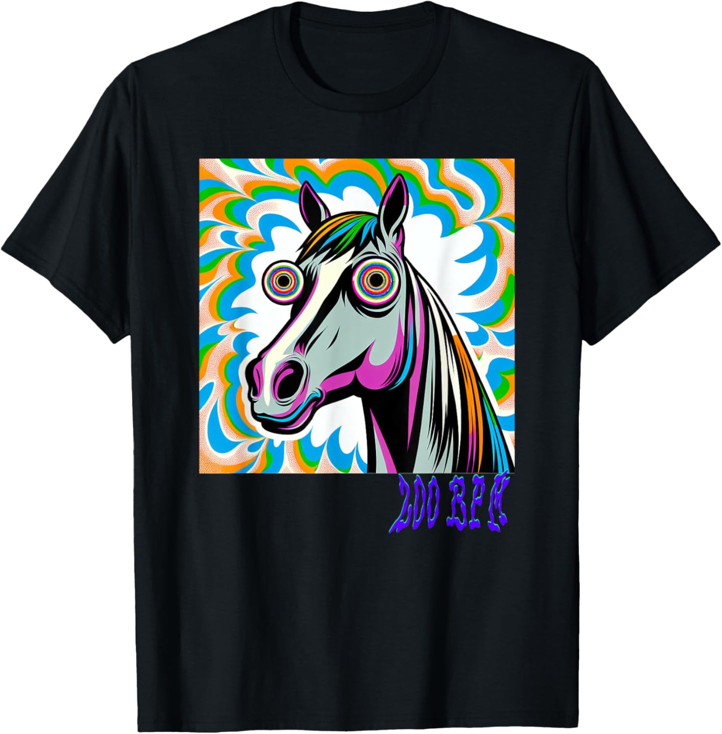 Techno Uptempo Horse 200 BPM T-Shirt - T-Shirt | Black