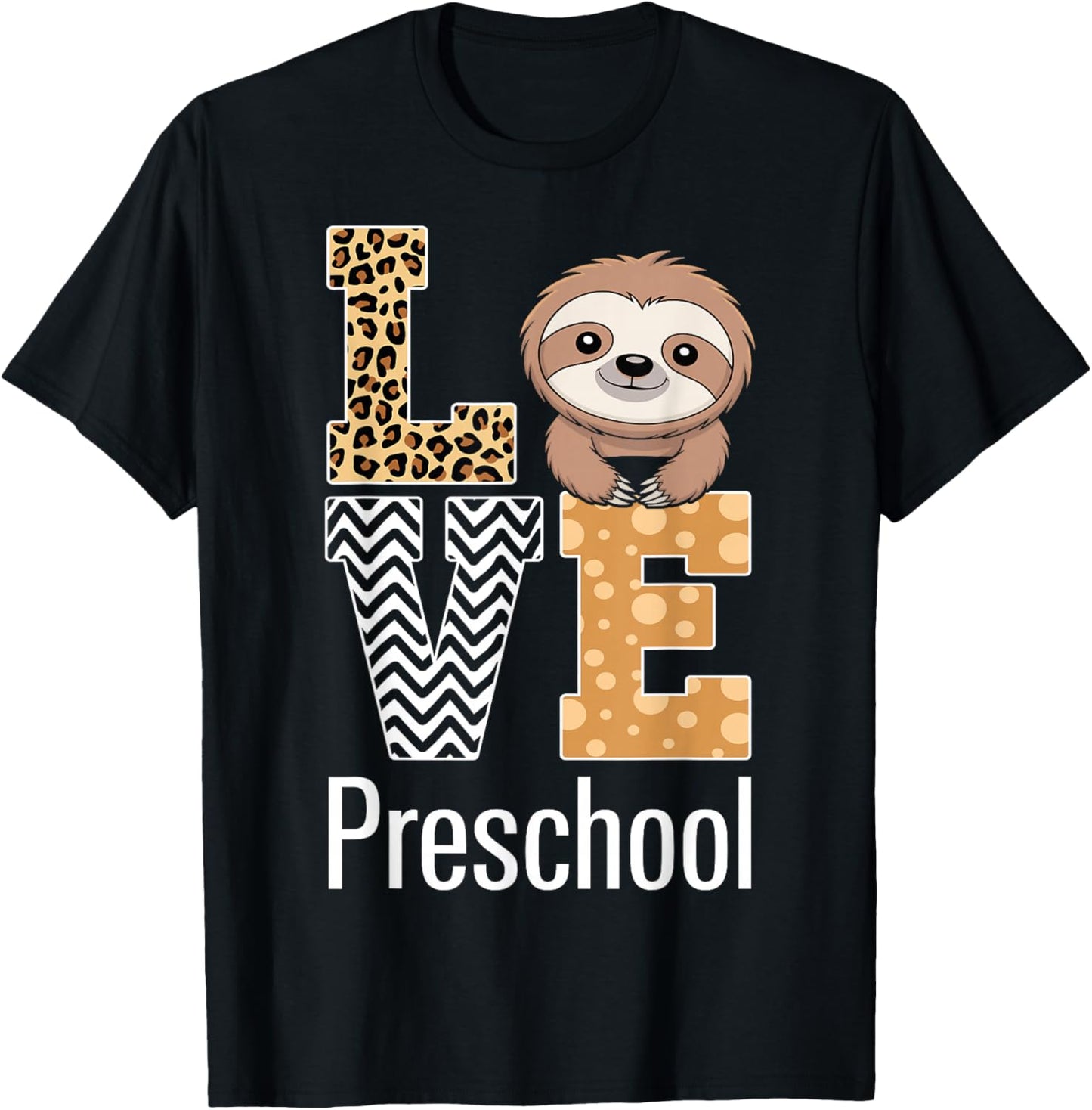Love Preschool Cute Sloth Pre-K Teacher Back to School T-Shirt - T-Shirt | Black
