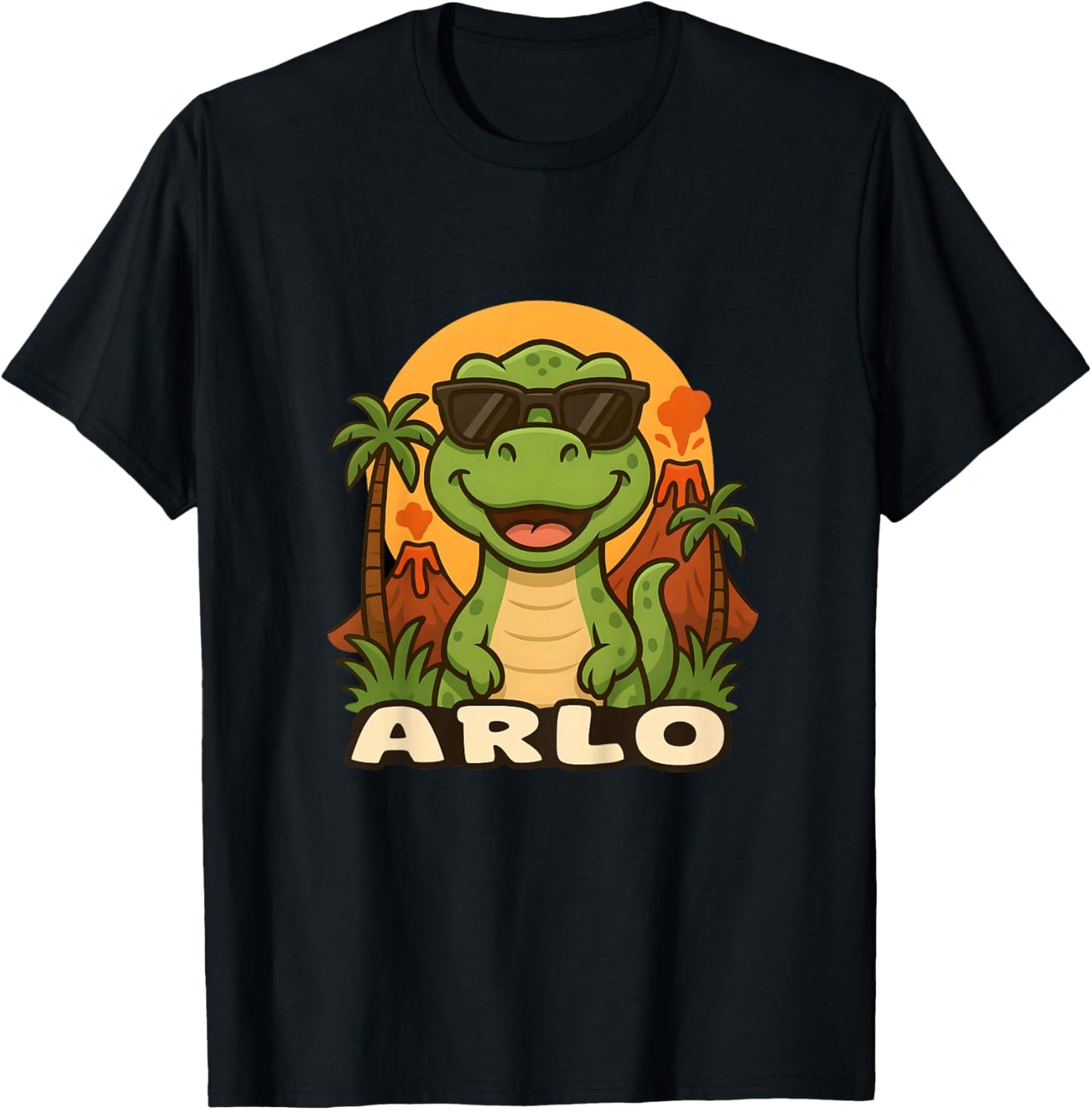 Kids Arlo - Dinosaur T-Rex Themed Design with Name for Kids T-Shirt - T-Shirt | Black