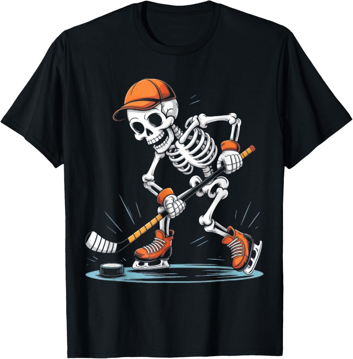 Skeleton Ice Hockey Halloween Costume Men Boys Kids T-Shirt - T-Shirt | Black