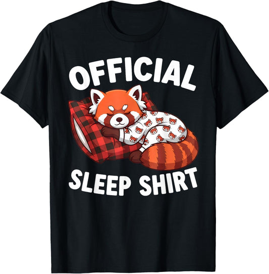 Cute Kawaii Sleeping Red Panda Official Sleepshirt Nightgown T-Shirt - T-Shirt | Black