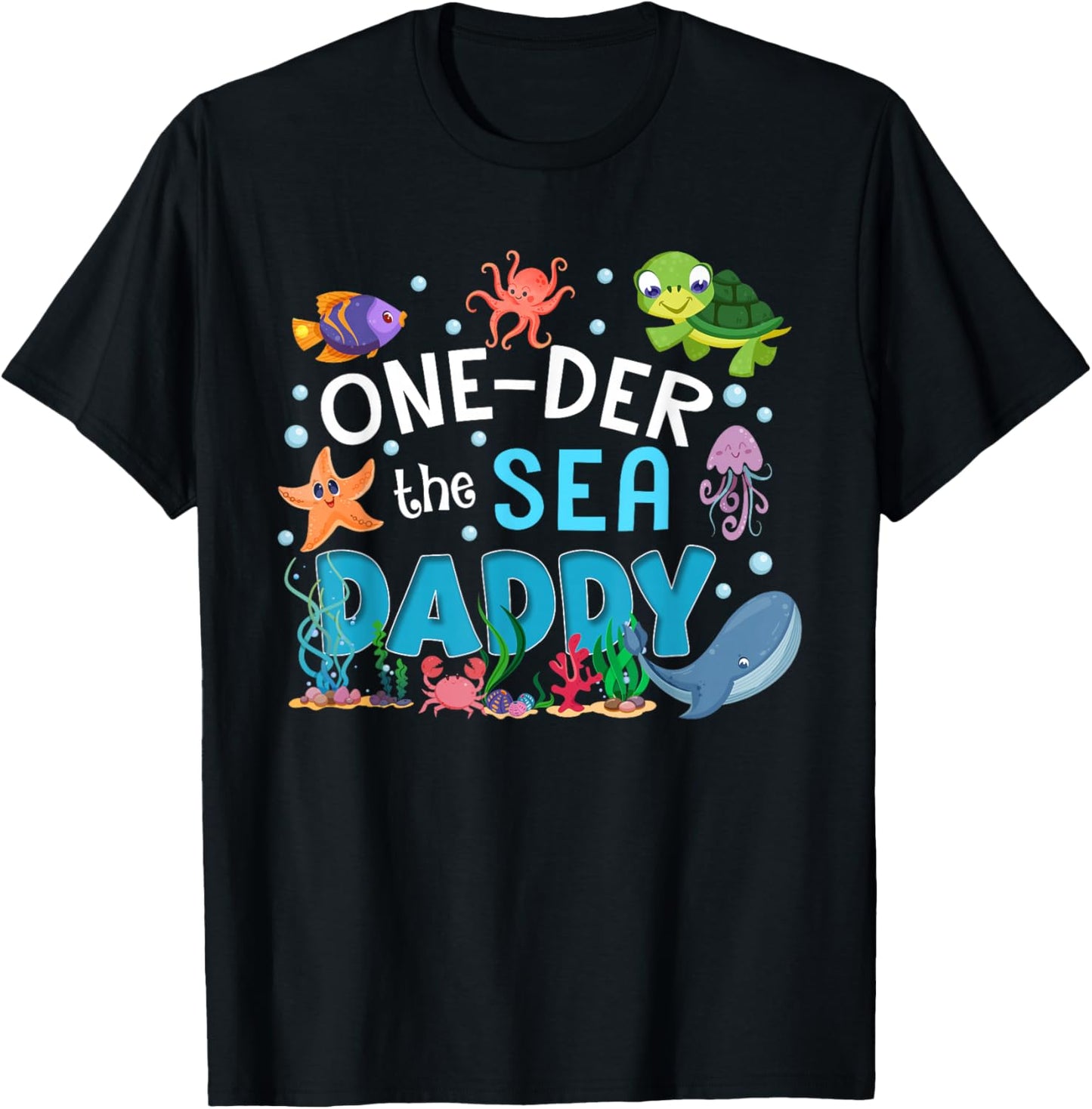 Under Sea Daddy Birthday Girl Boy Matching Family Party T-Shirt - T-Shirt | Black